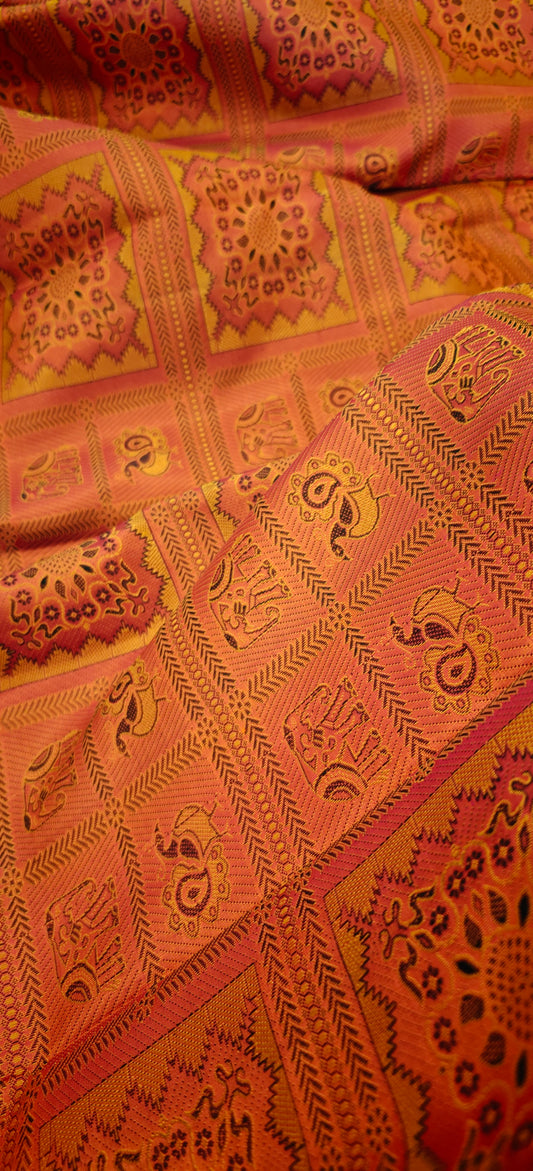 Bomkai inspired checks - Kanjivaram Silk Saree