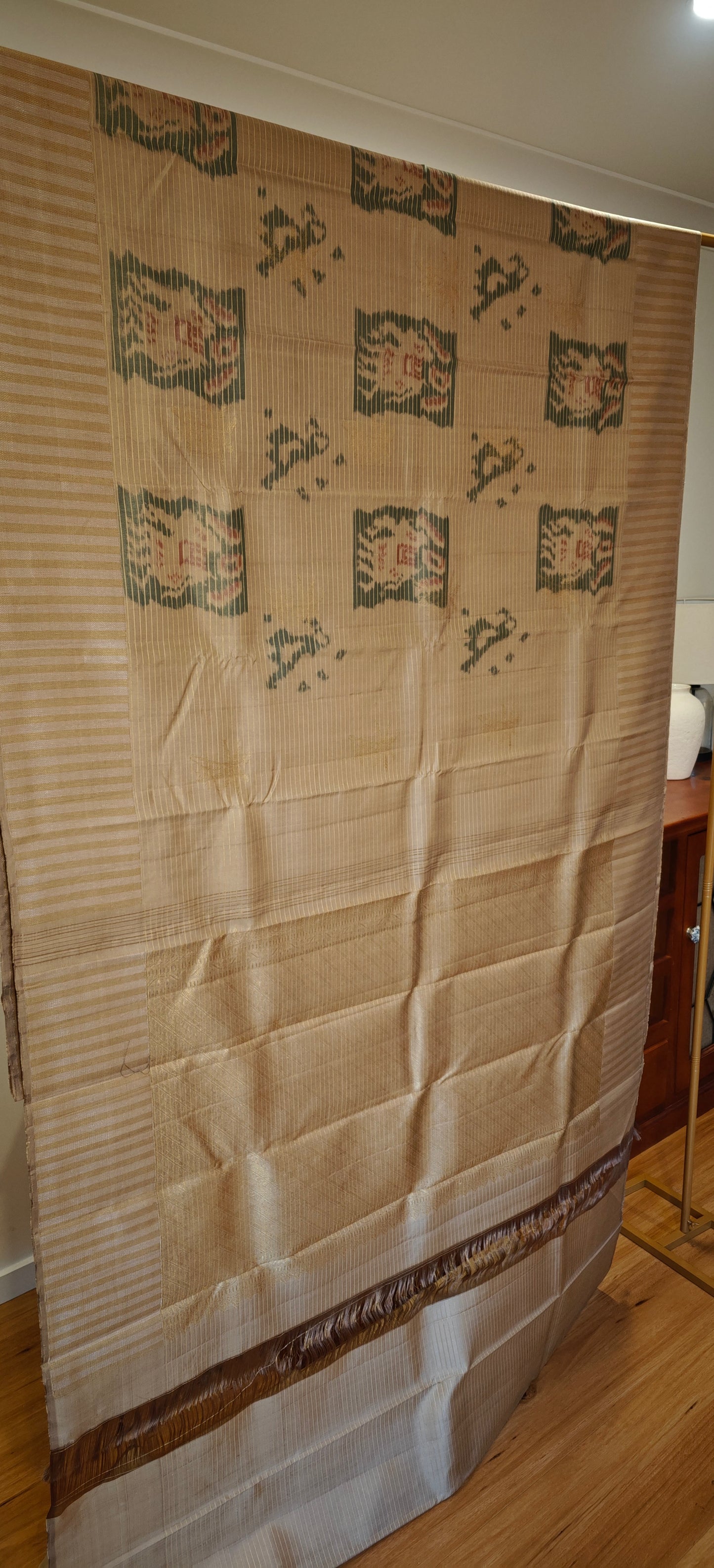 Ikkat on Kanjivaram in beige
