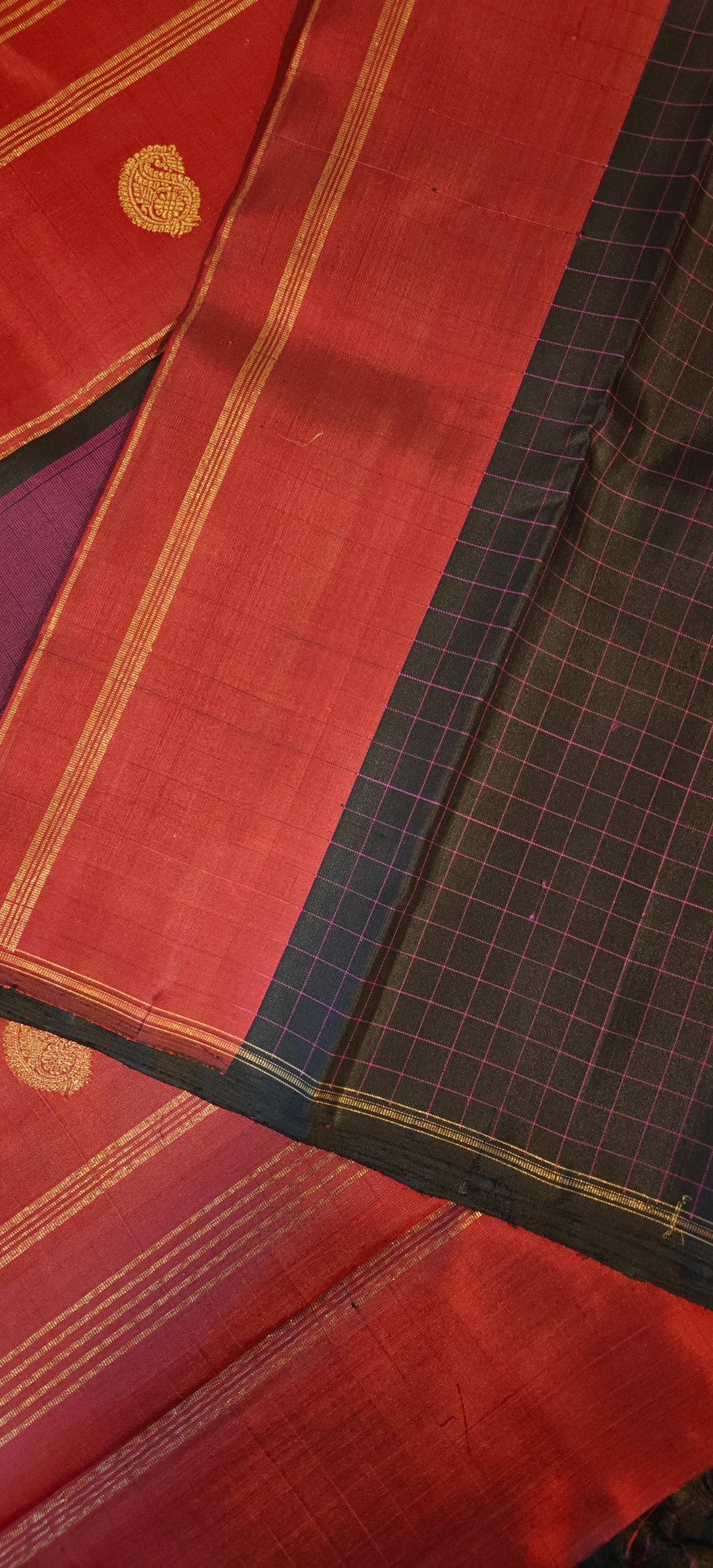 Black and maroon kanjivaram silk saree