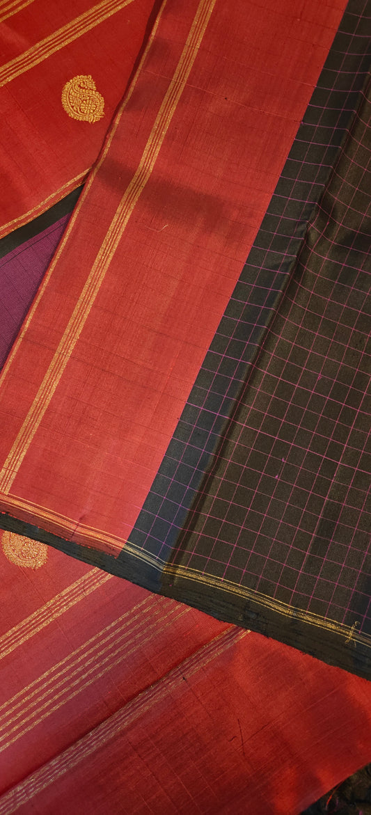 Black and maroon kanjivaram silk saree