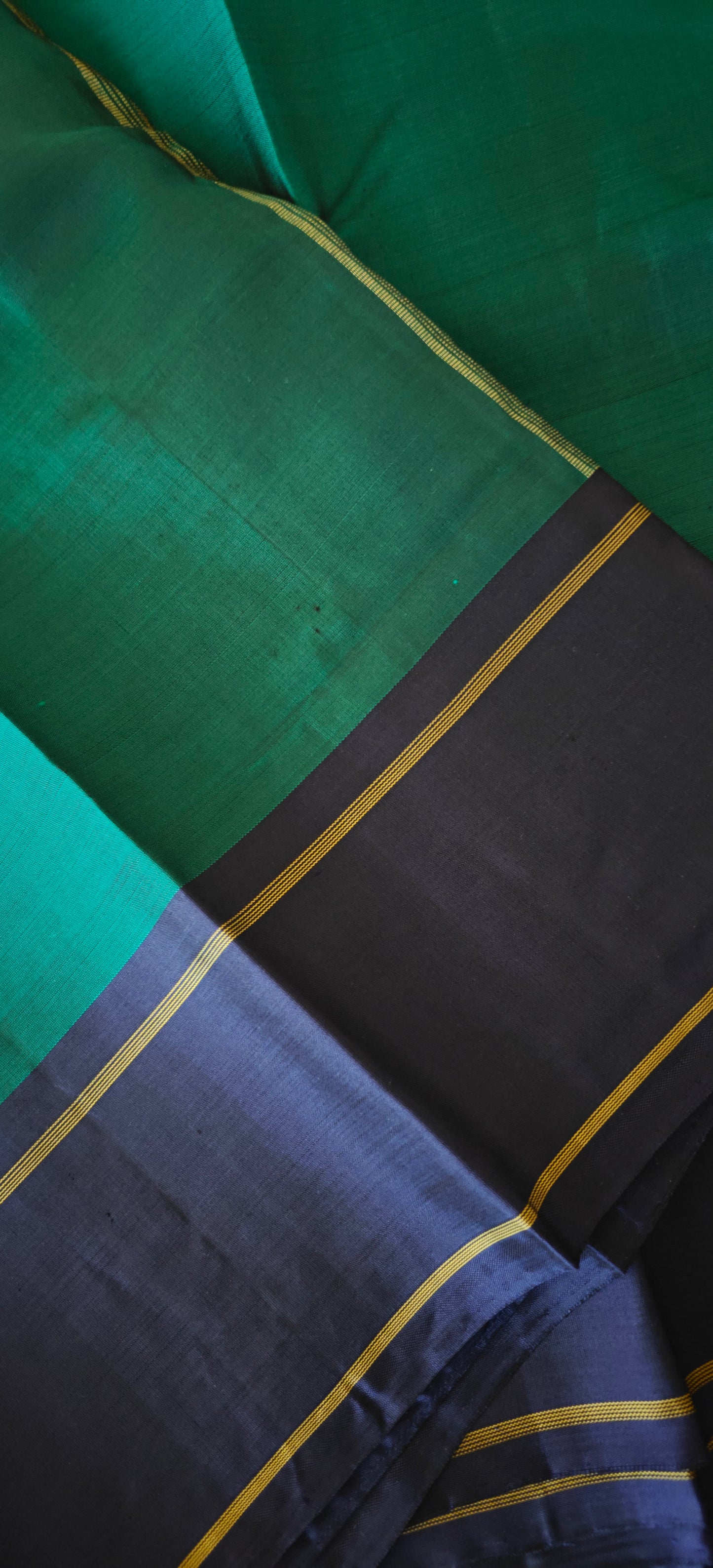 Emerald green and Navy blue Kanjivaram silk saree