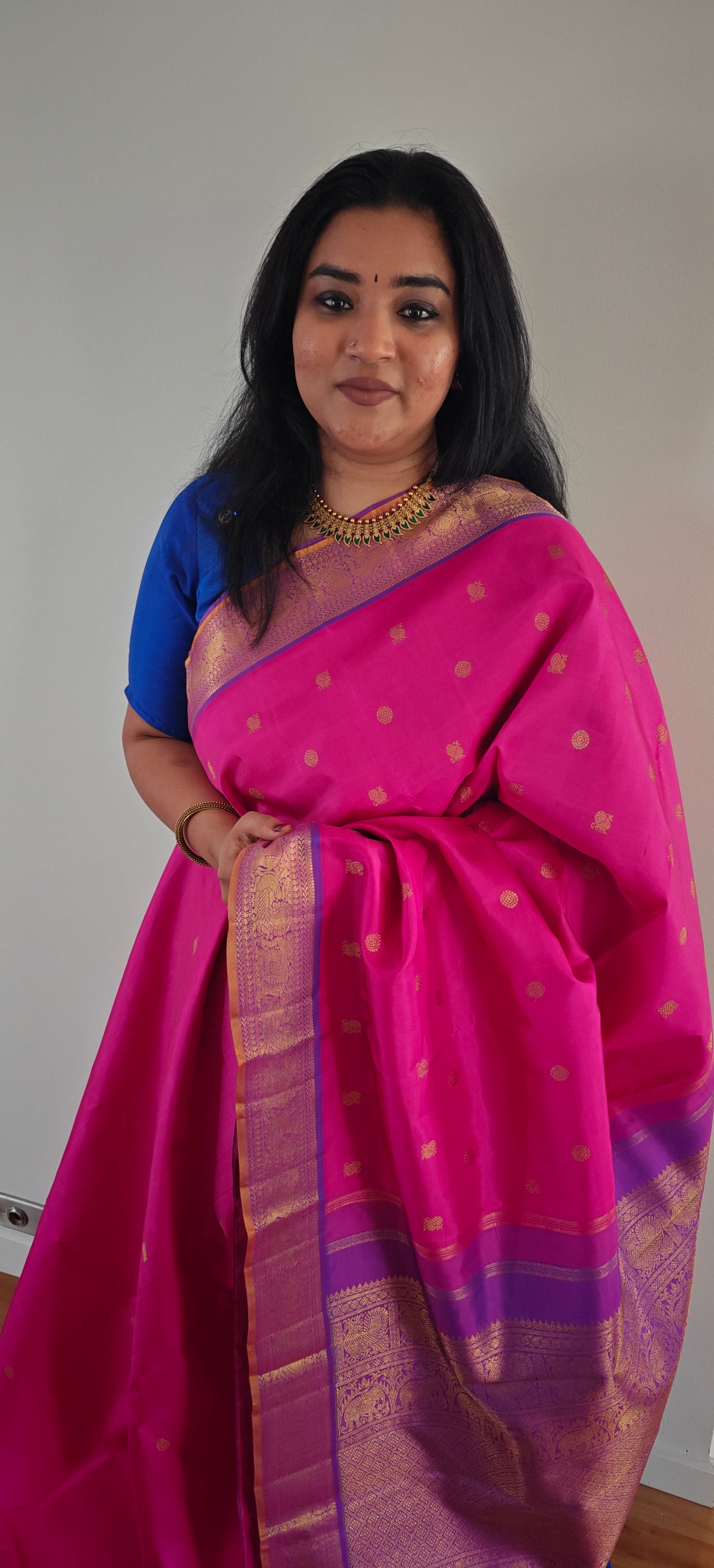 Lotus Pink and Violet Handwoven kanjivaram silk saree