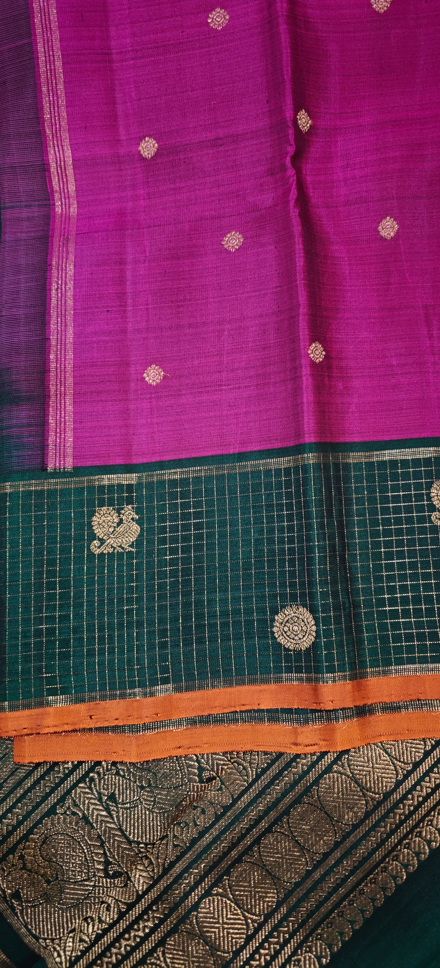 Magenta and green kanjivaram silk saree