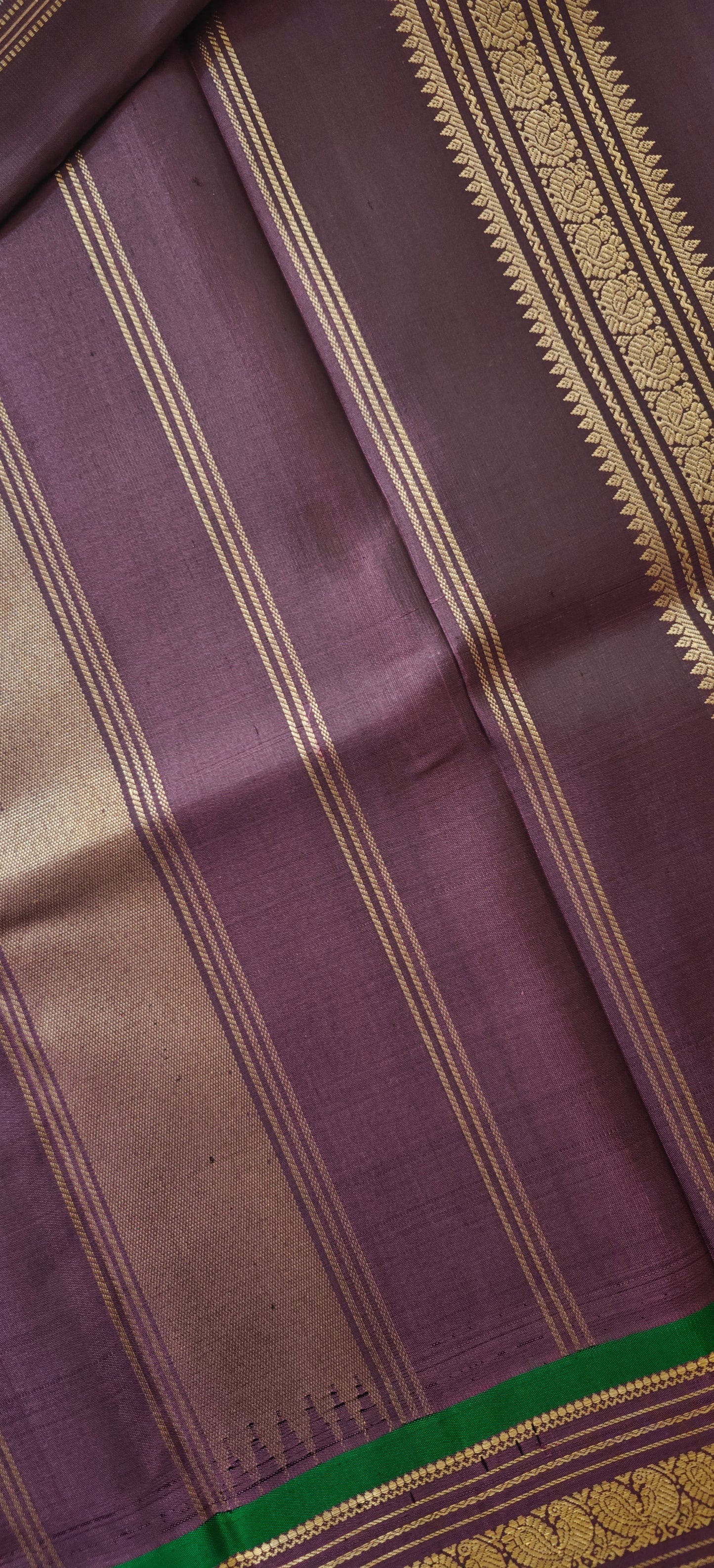 Off white and coffee brown kanjivaram silk saree