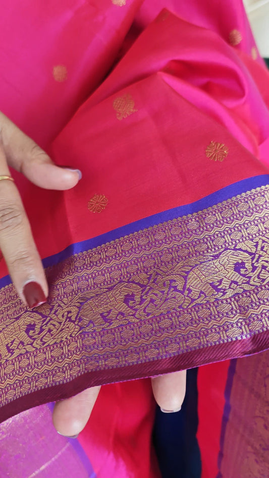 Rani Pink and Purple Handwoven kanjivaram silk saree (Copy)