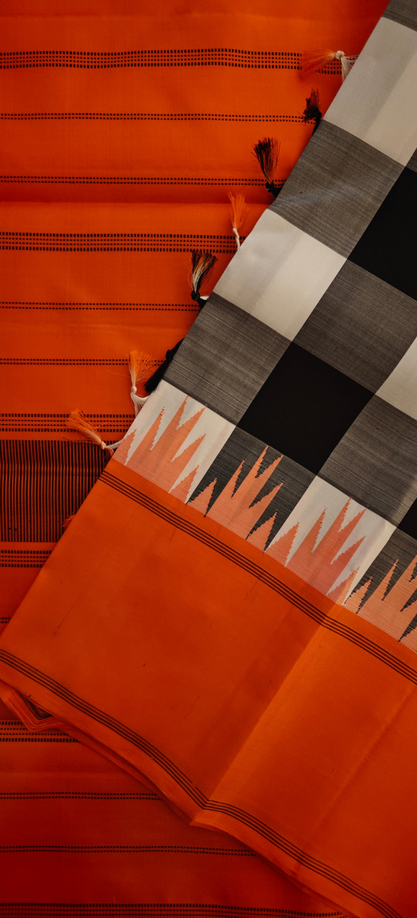 Black and White check kanjivaram saree