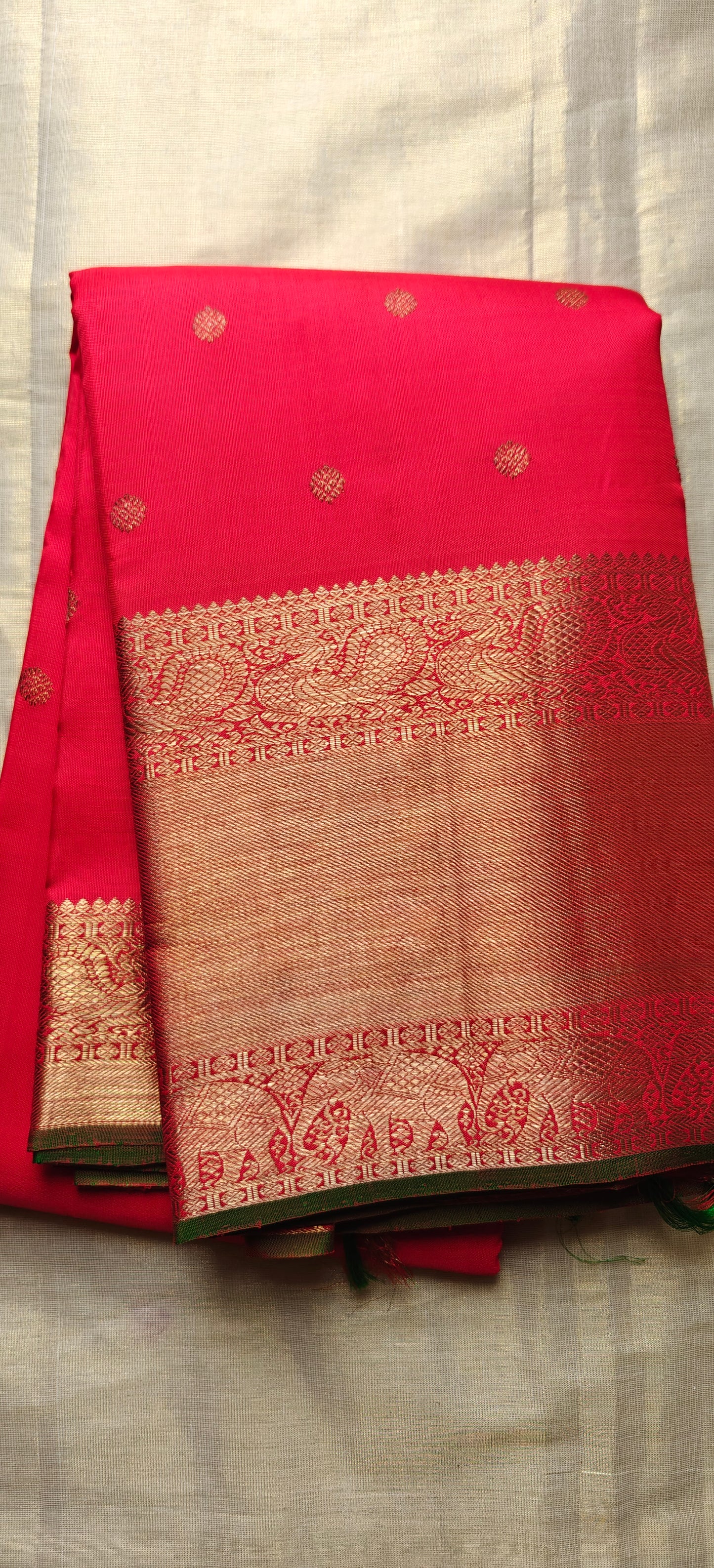 Crimson red kanjivaram silk sari