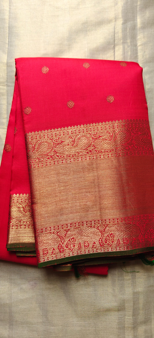 Crimson red kanjivaram silk sari