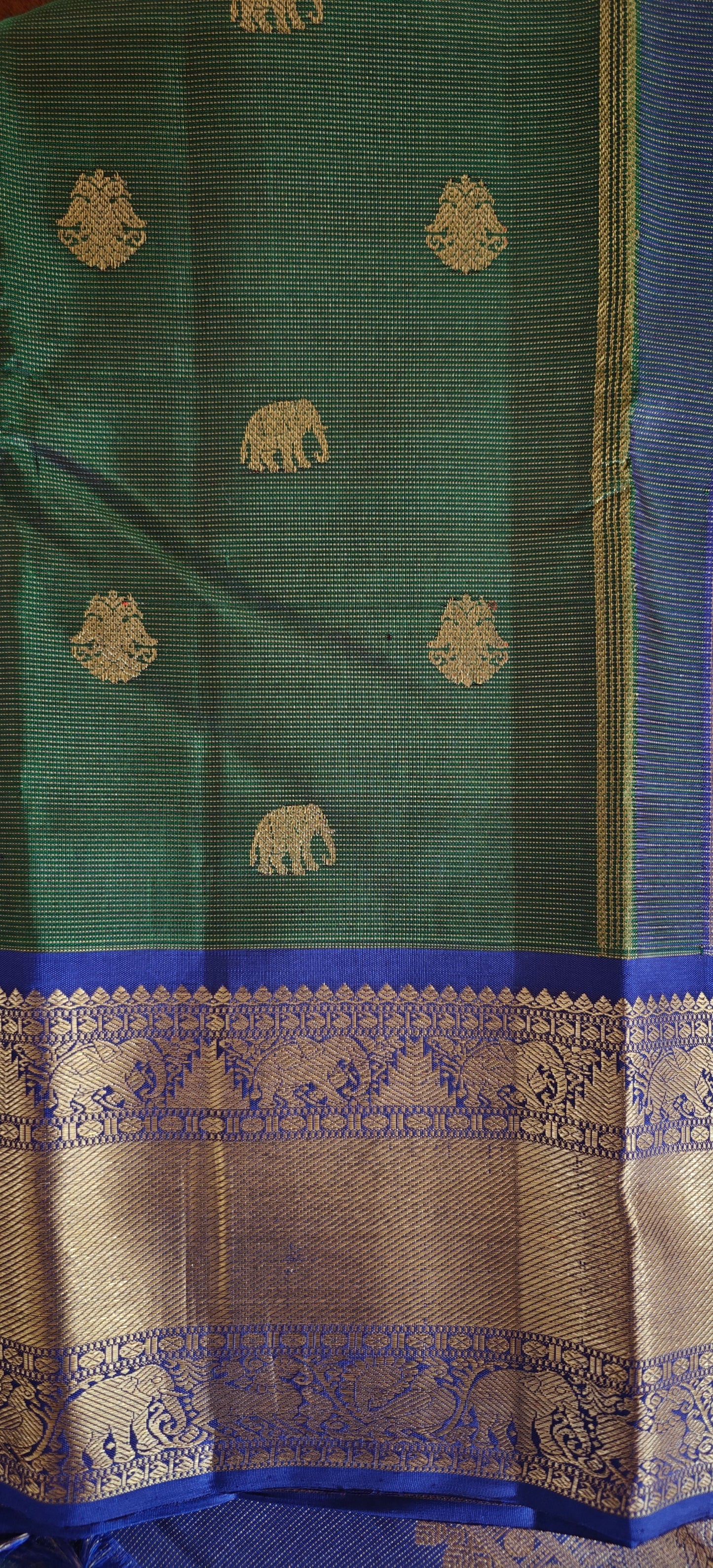 Kalyana Edit-Mehendi Green and Blue kanjivaram silk saree