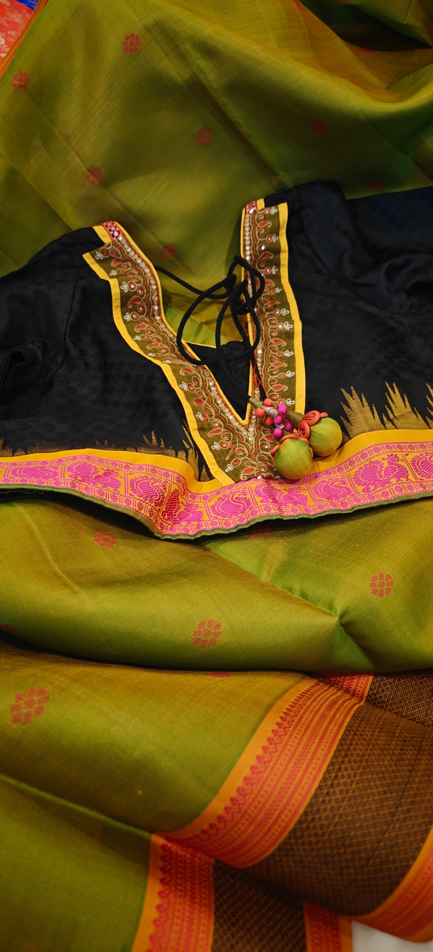 Black Silk Handcrafted Blouse