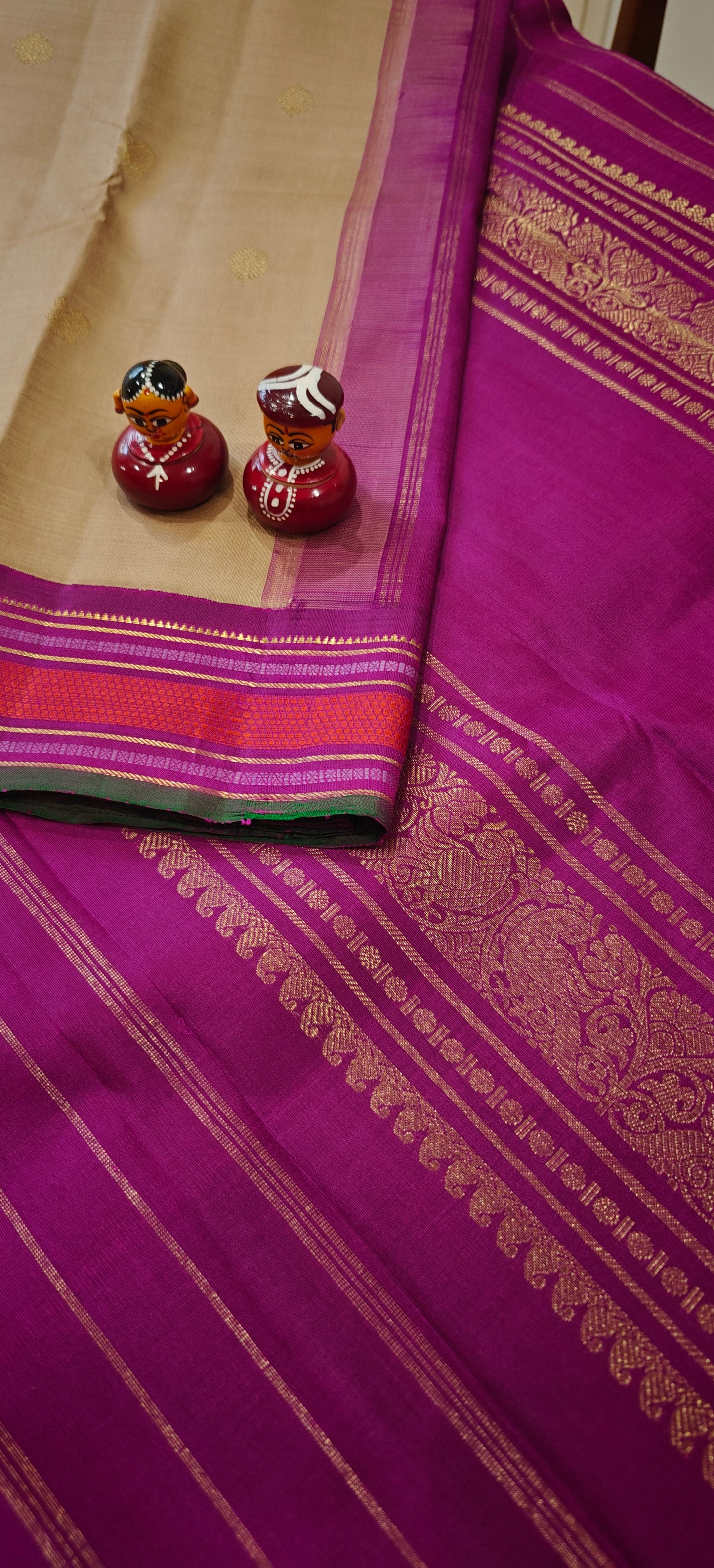 Sandal and Violet Handwoven Kanjivaram