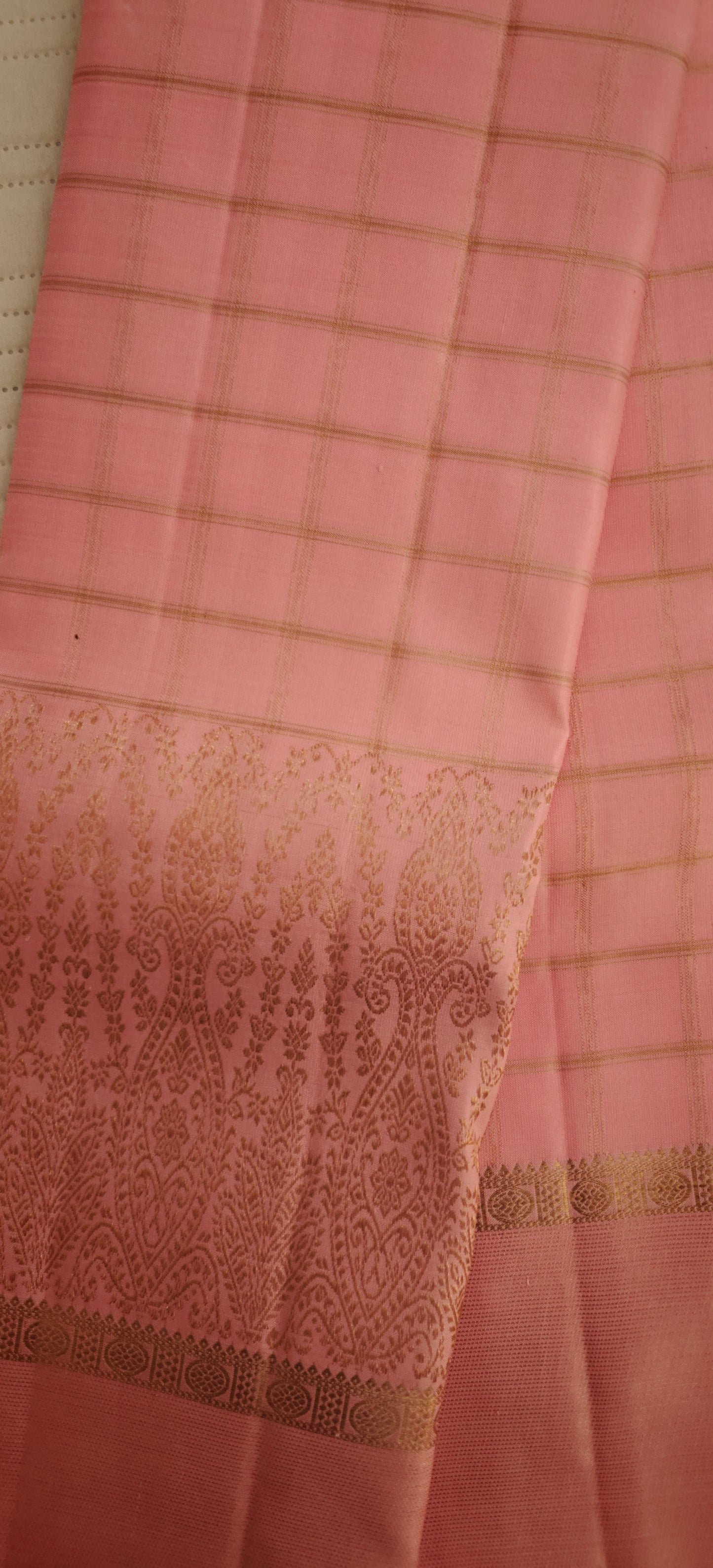 Pastel pink pure zari kanjivaram