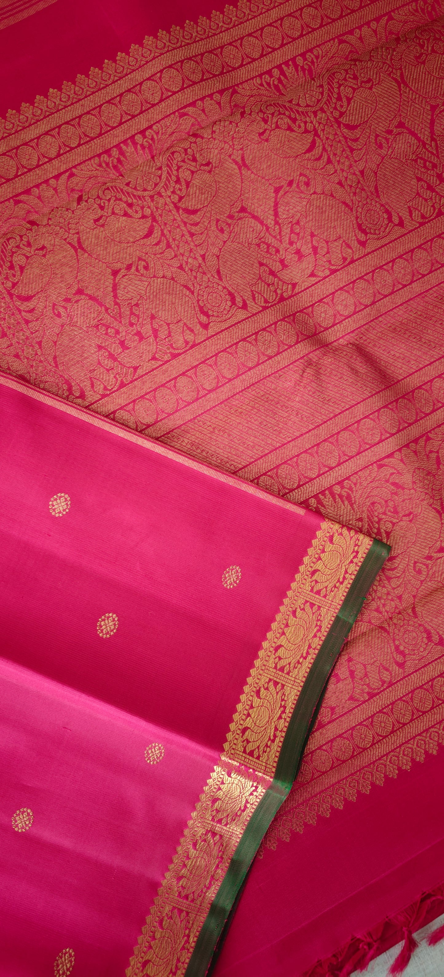 Magenta Pink Monotone Kanjivaram Saree | 3-gram Zari