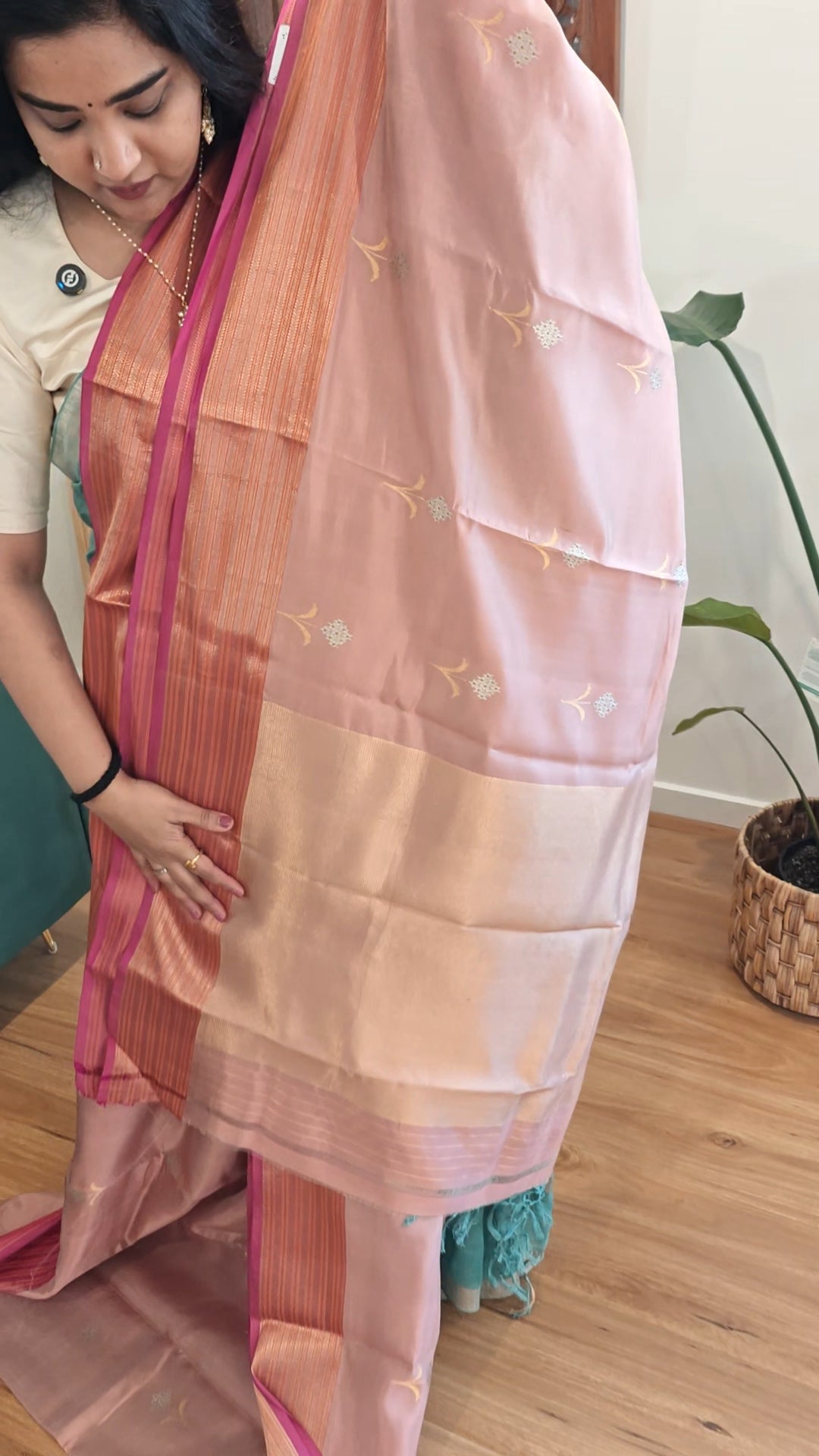Pastel Pink Chanderi Silk Sari