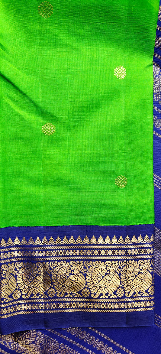 Green and Blue Kanjivaram silk saree