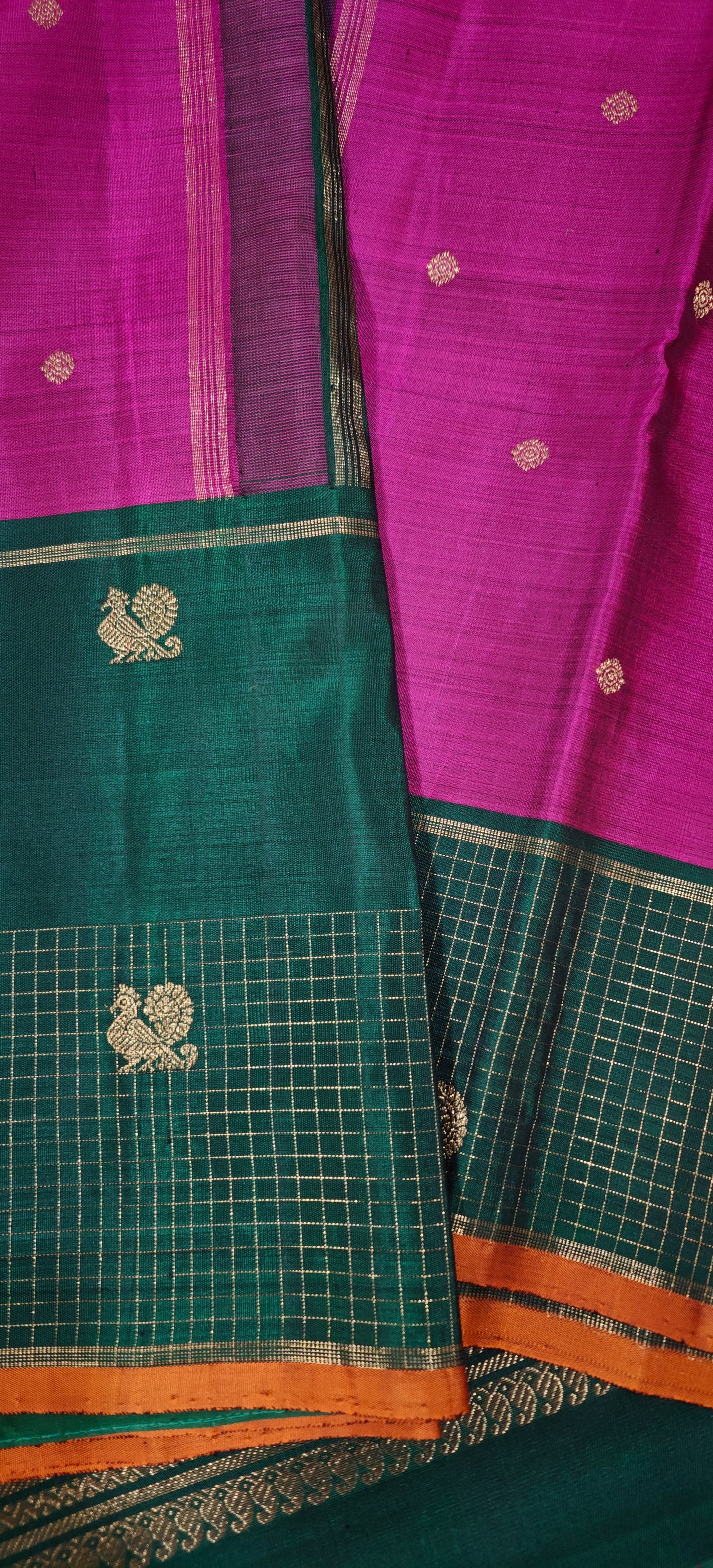 Magenta and green kanjivaram silk saree