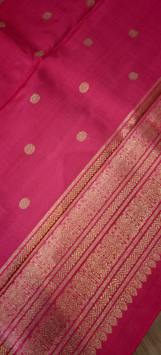 Emerald green and red Kanjivaram silk saree