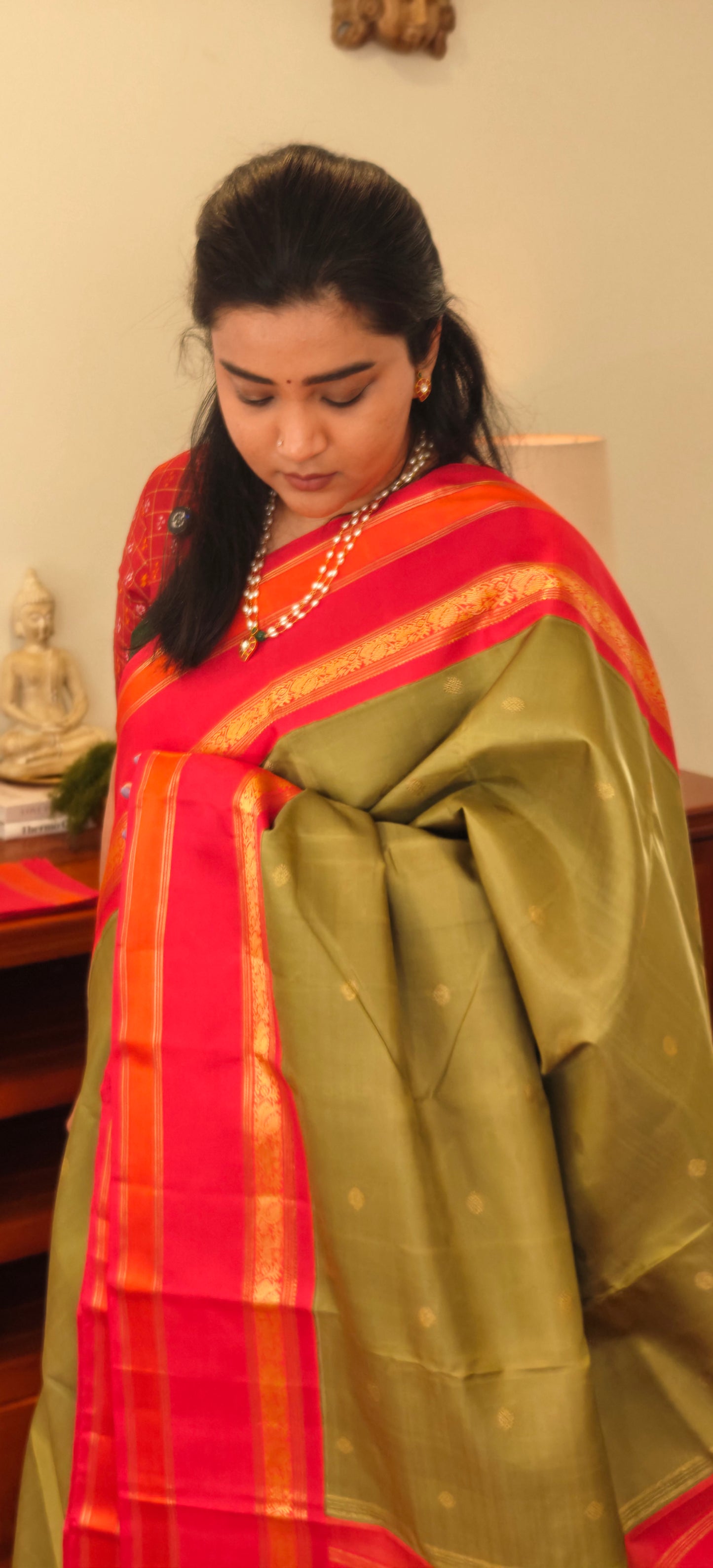Elaichi Green and Red  kanjivaram