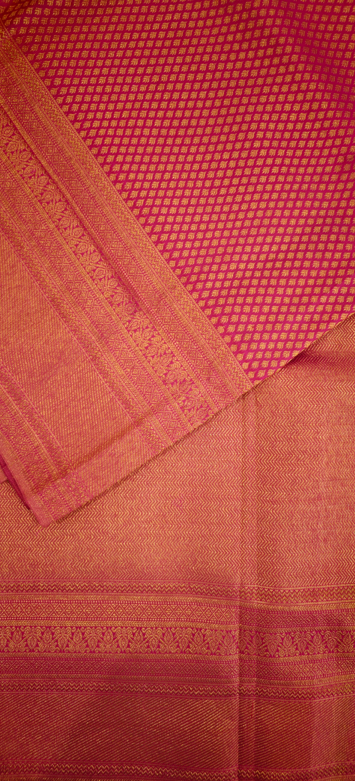 Pink and Golden Brocade Woven -Gadwal Silk Sari