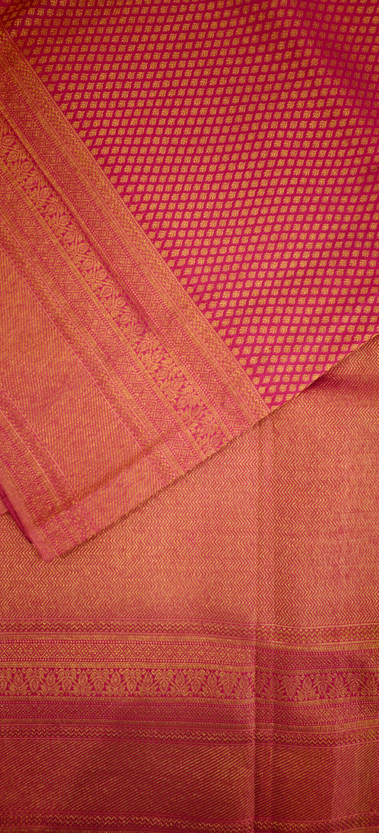Pink and Golden Brocade Woven -Gadwal Silk Sari