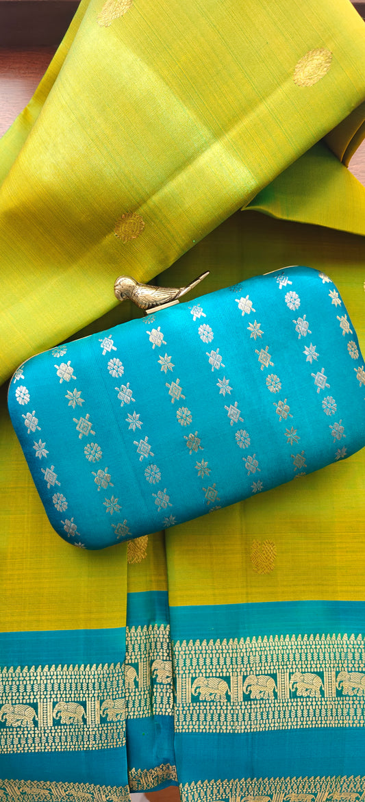 Turquoise Blue Silk Clutch