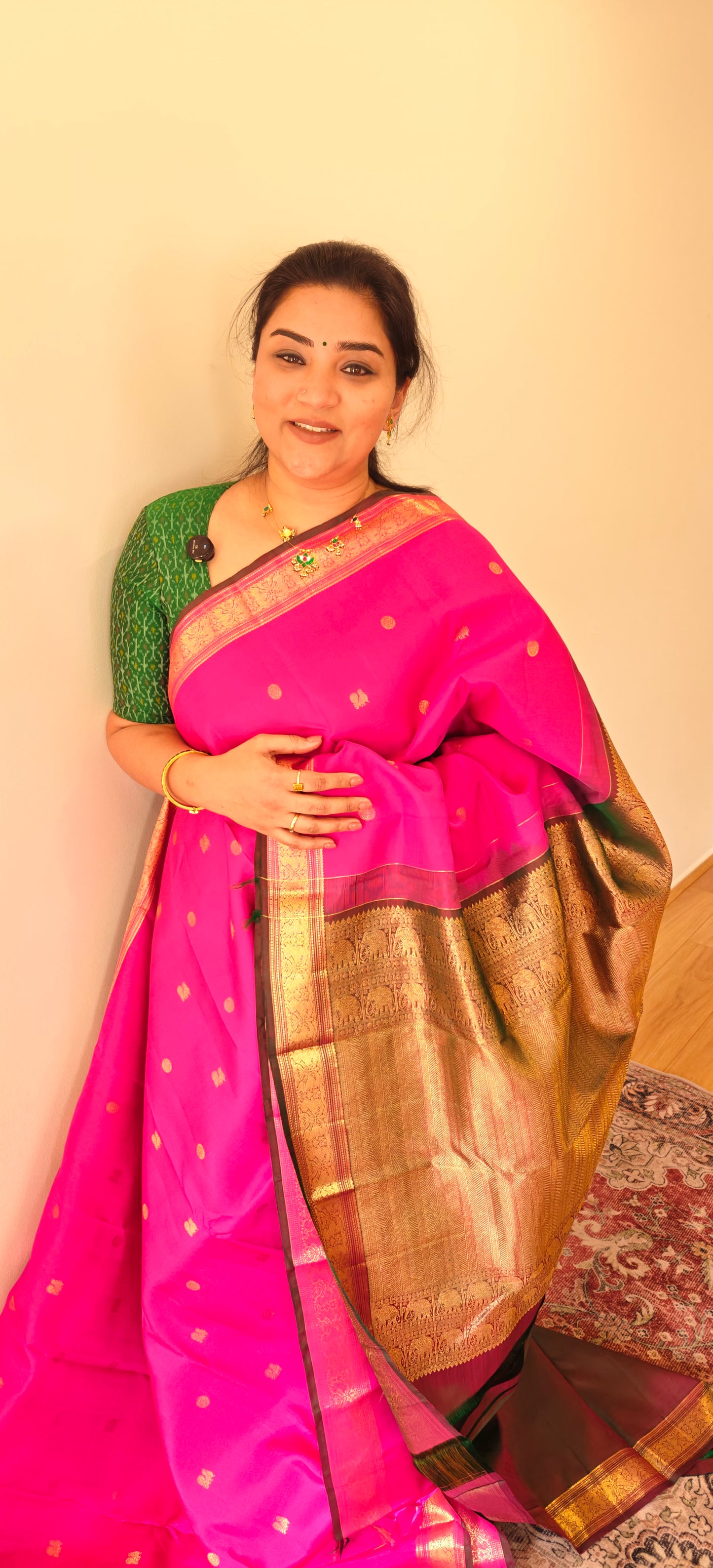 Pink and Green -Kanjivaram Silk Saree