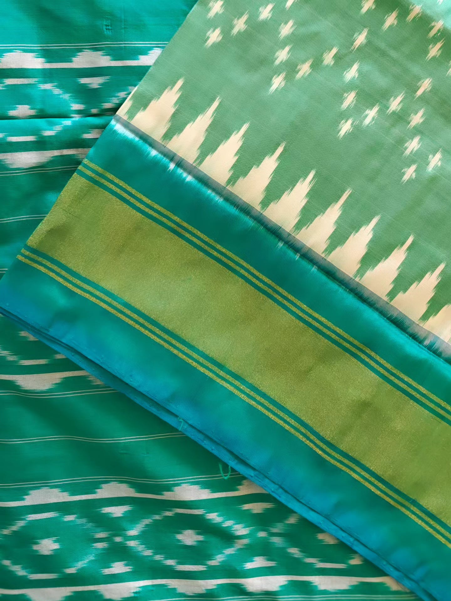 Ice Blue Ikkat Silk Sari