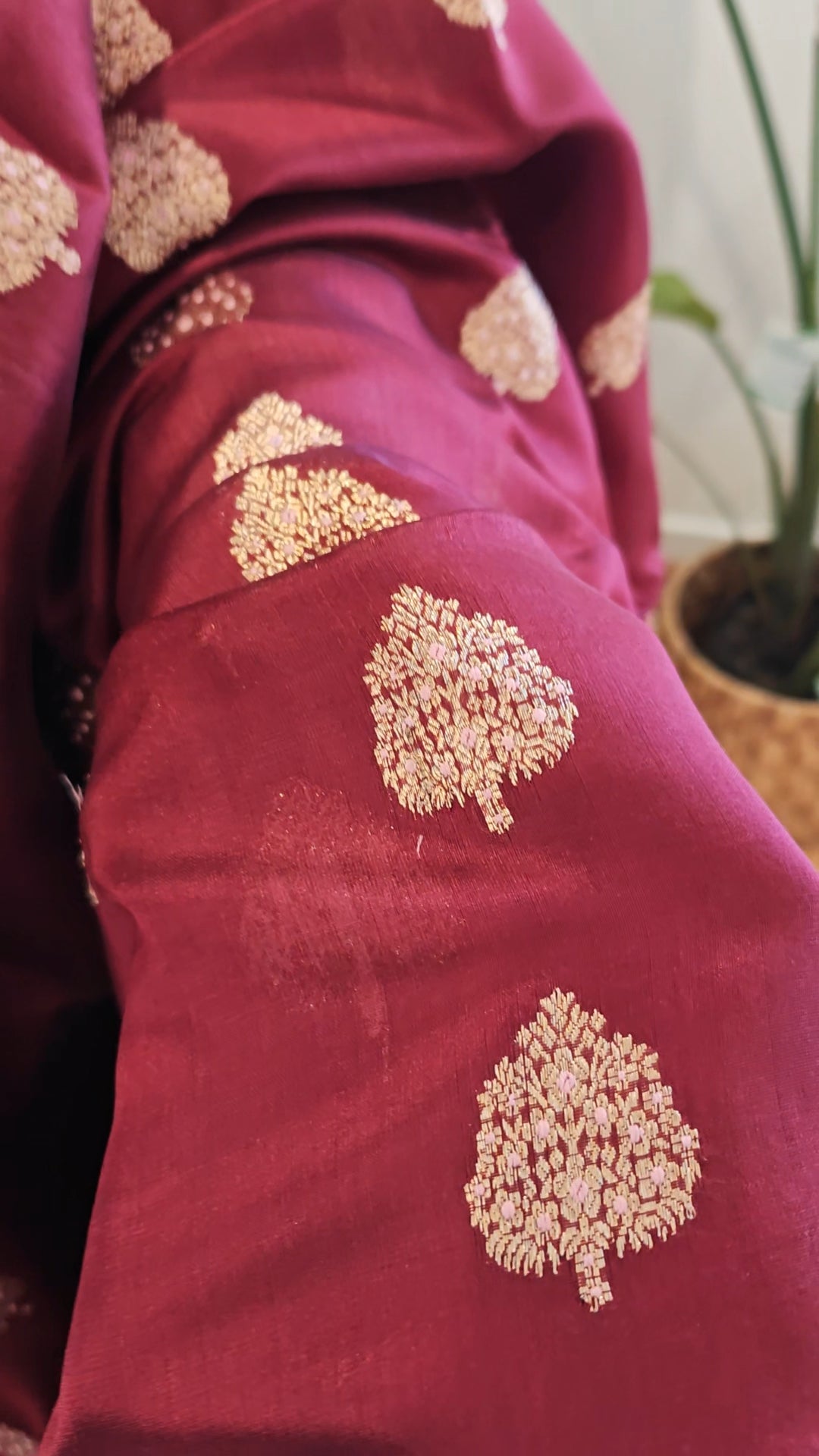 Wine Maroon Chanderi Silk Sari