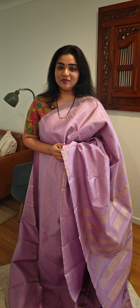 Monotone Lavender kanjivaram silk sari