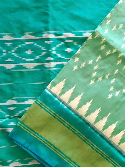 Ice Blue Ikkat Silk Sari