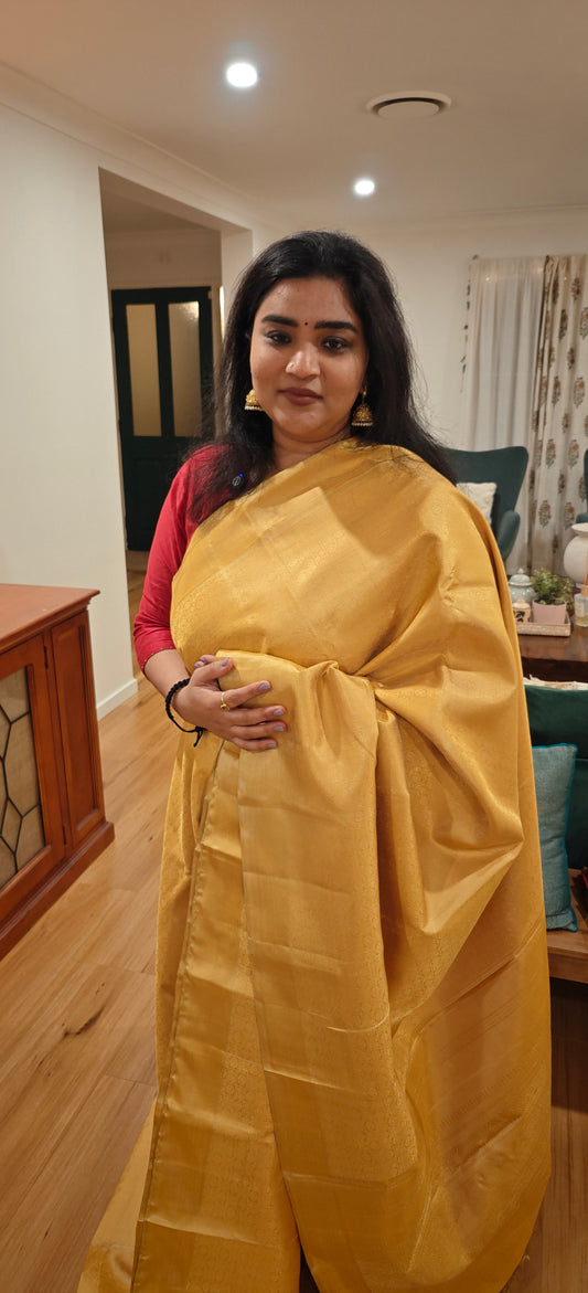 Golden  threadwork kanjivaram silk saree