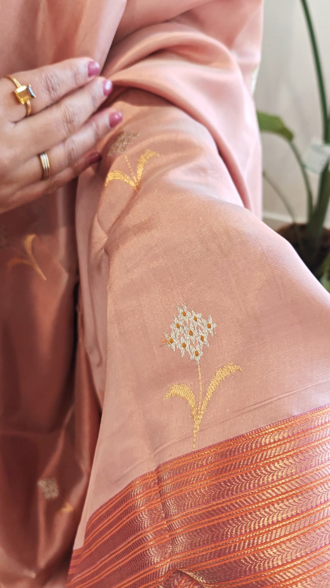 Pastel Pink Chanderi Silk Sari