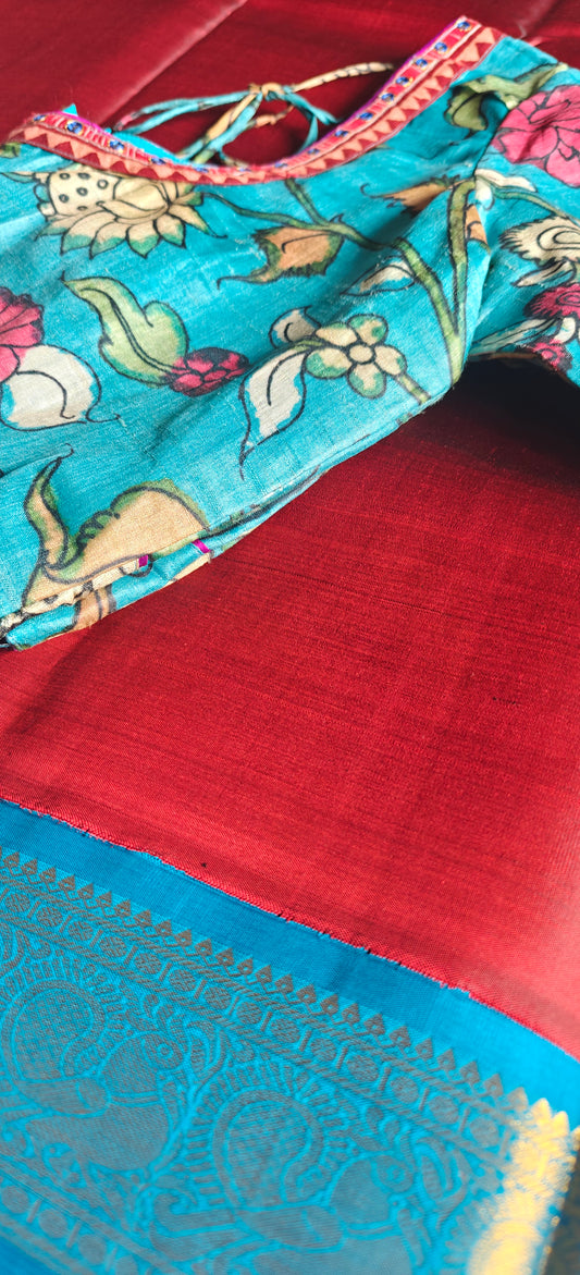 Handpainted Kalamkari Silk Blouse
