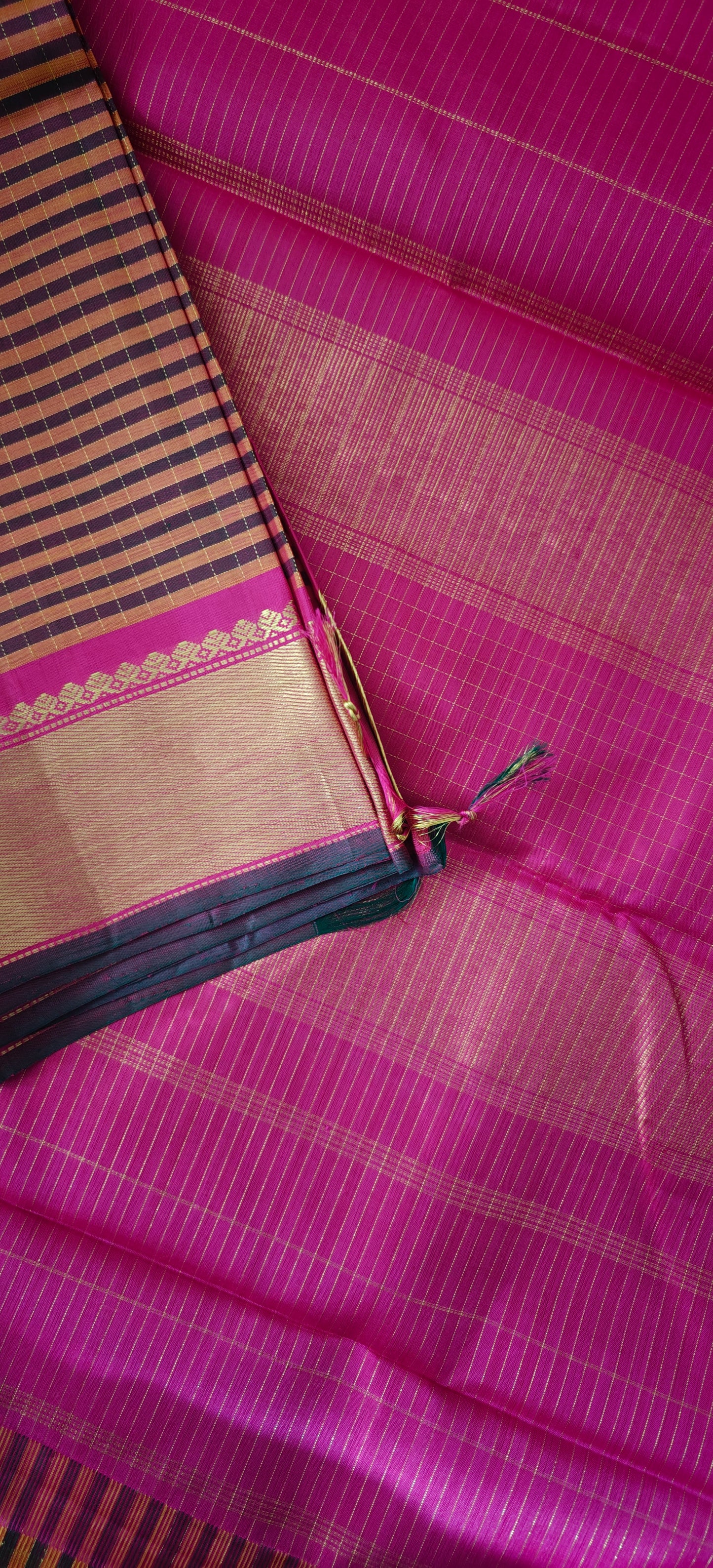Mustard and green kanjivaram silk saree