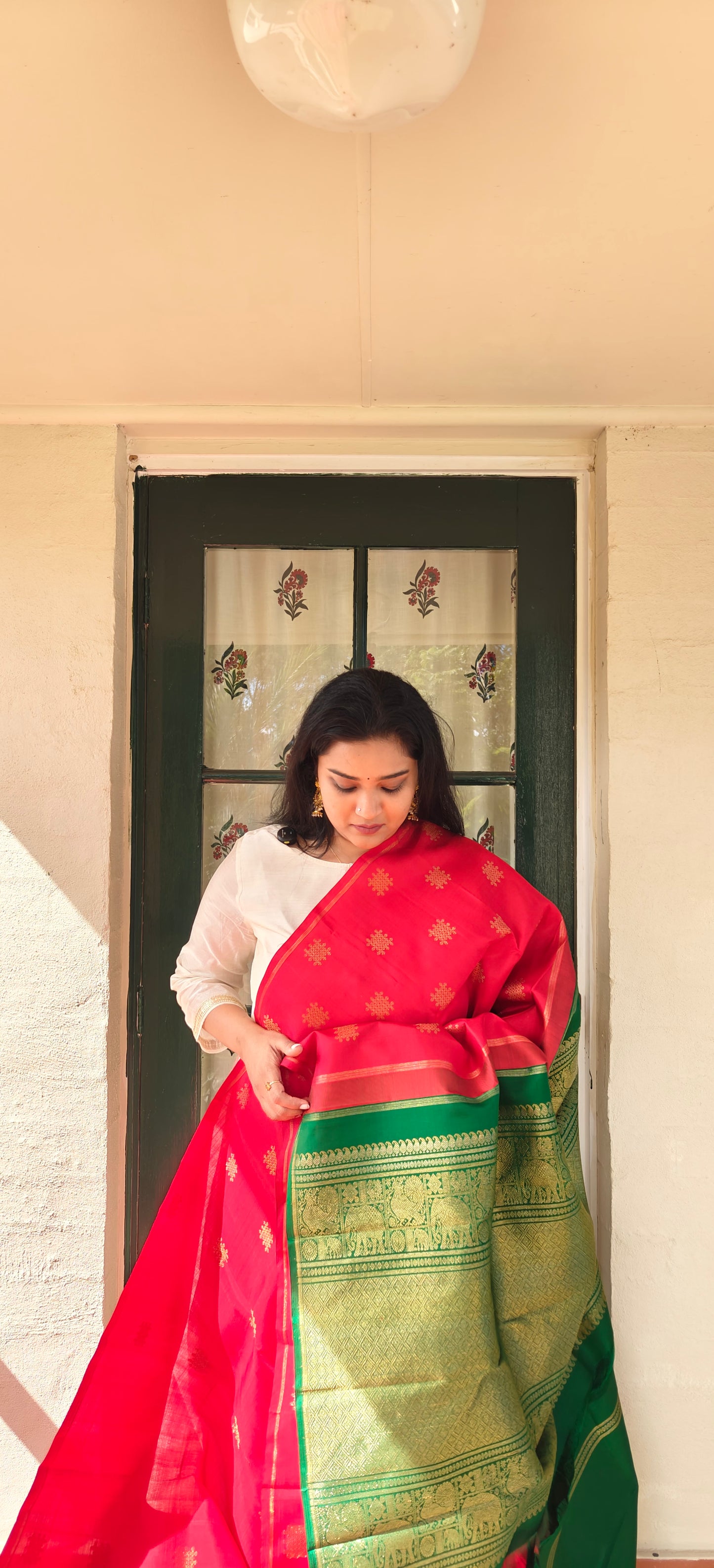 Chilly Red and Green -Kanjivaram Silk Saree