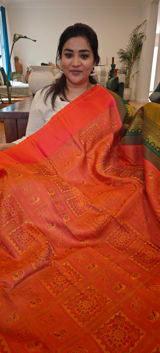 Bomkai inspired checks - Kanjivaram Silk Saree