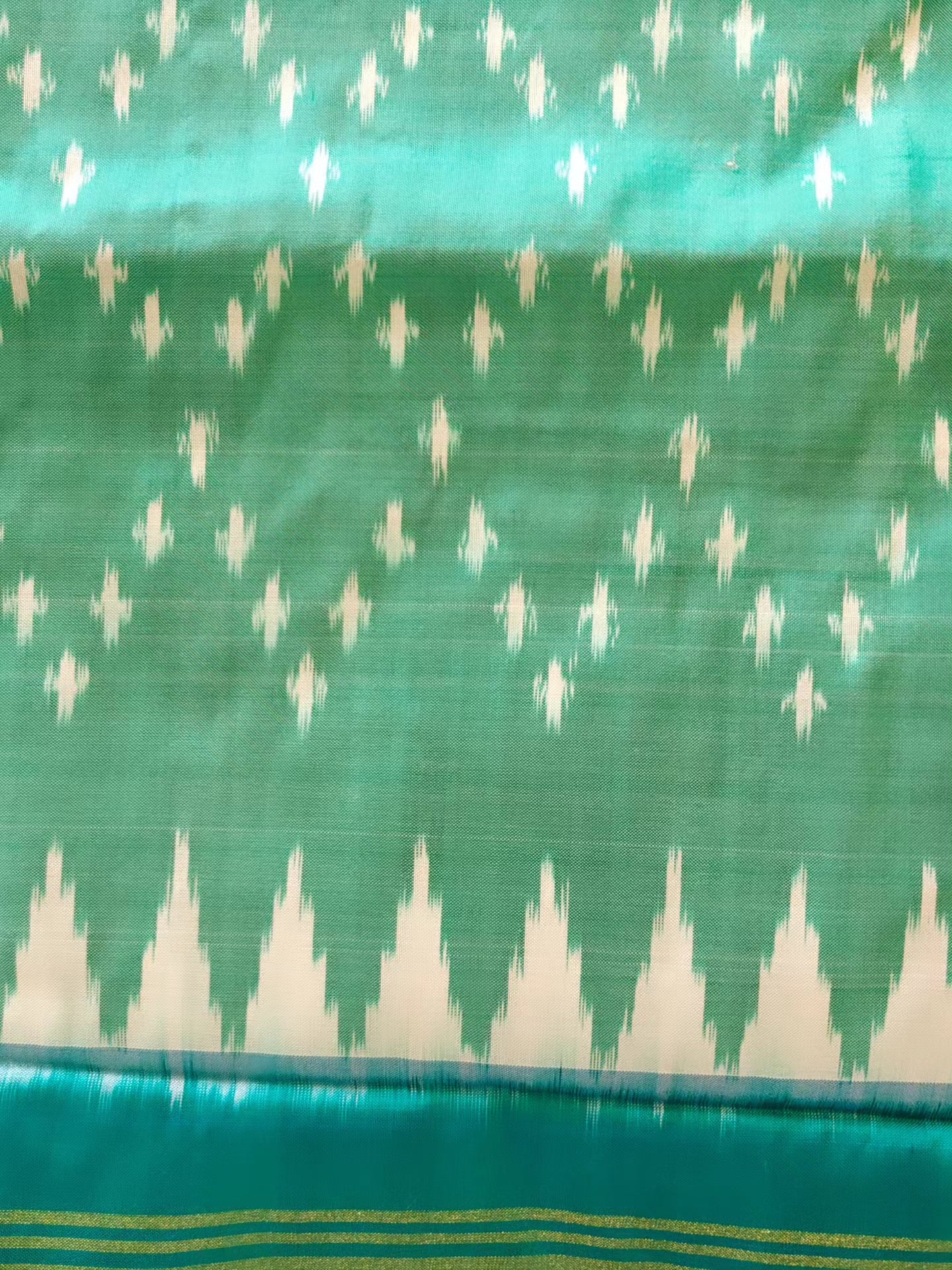 Ice Blue Ikkat Silk Sari