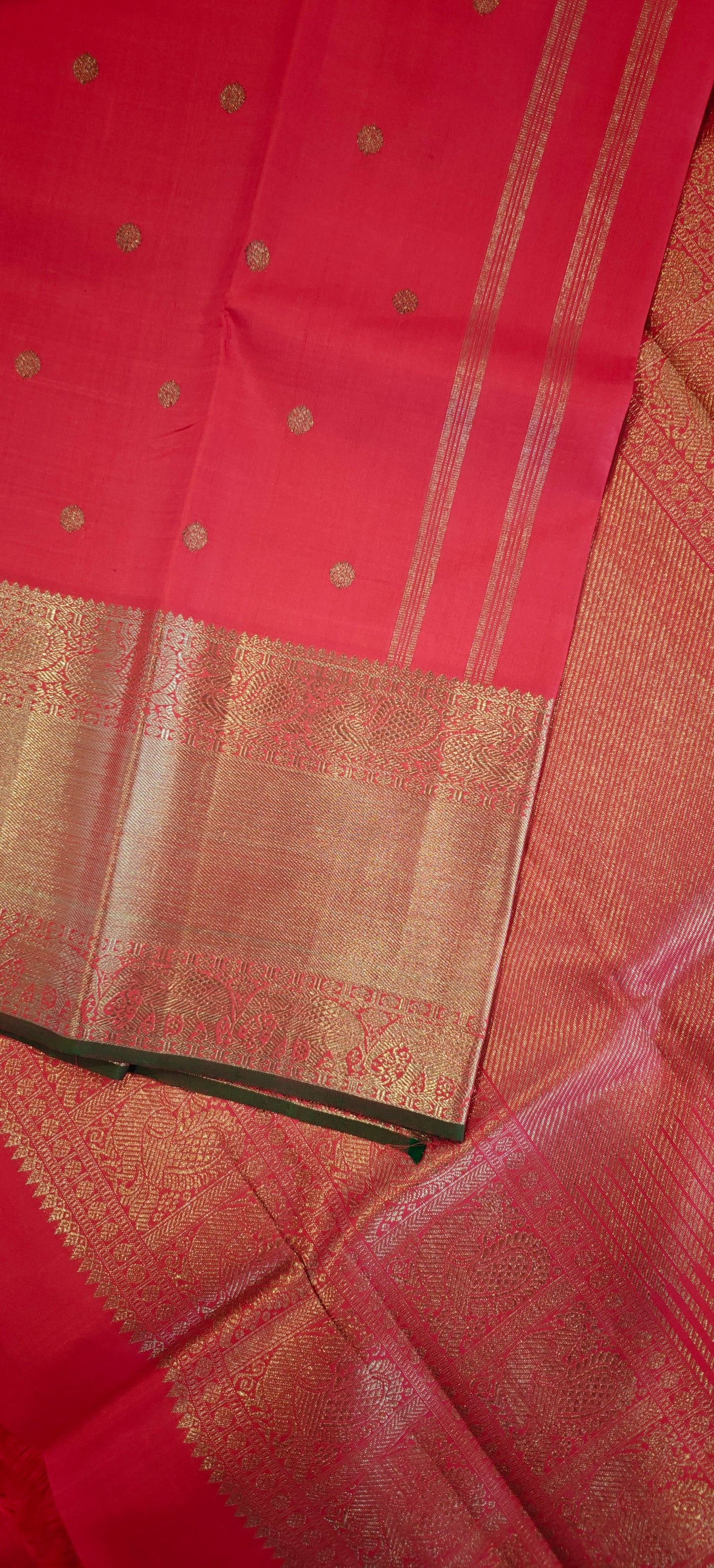 Crimson red kanjivaram silk sari