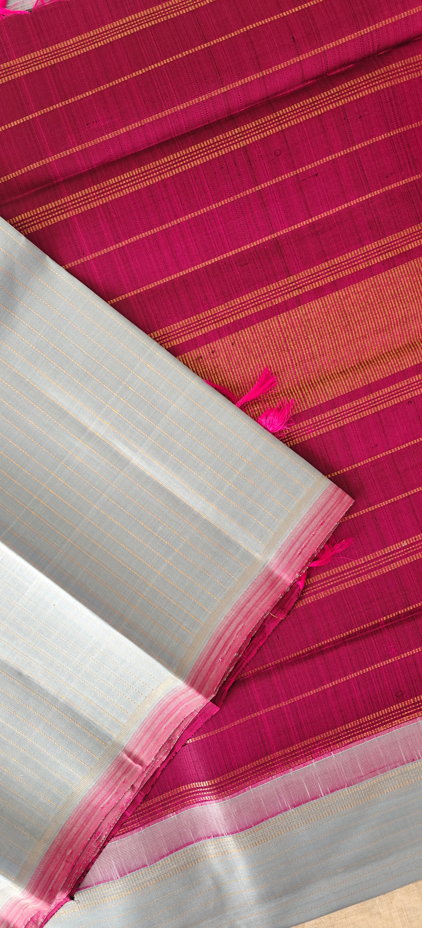 Ice Blue with Plum Purple Kanjivaram Saree | 3-gram Zari