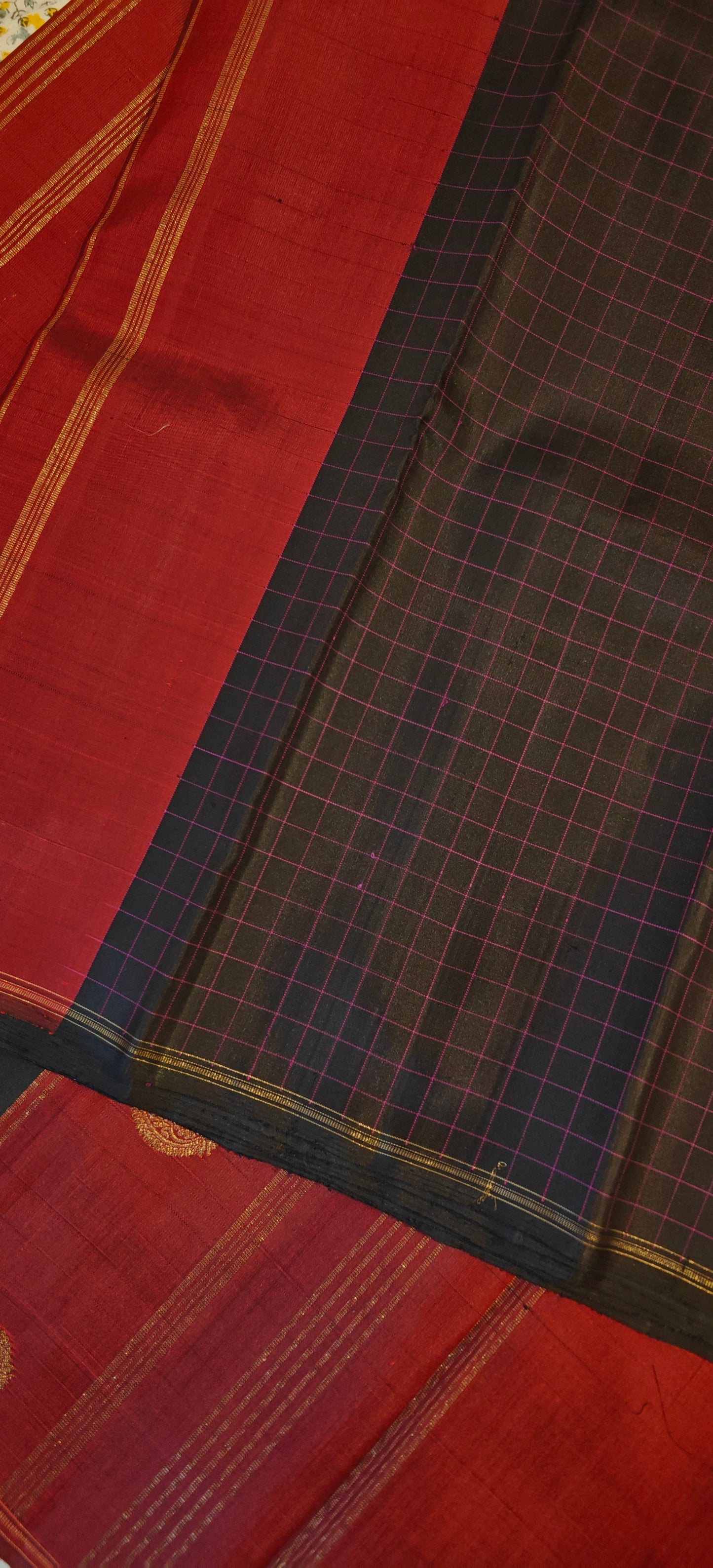 Black and maroon kanjivaram silk saree
