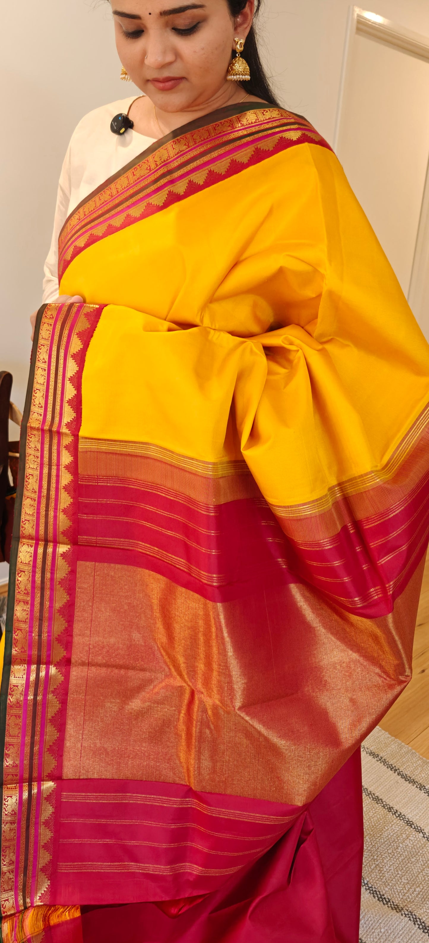 Yellow and red korvai -Kanjivaram Silk Saree