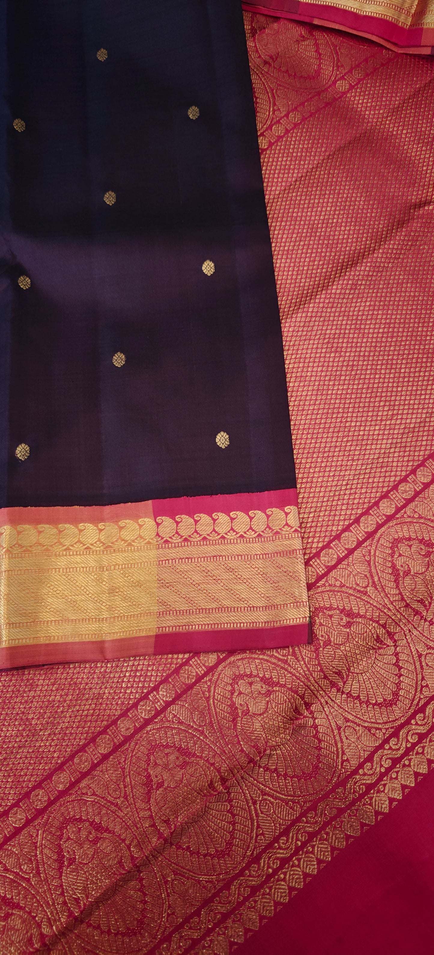 Coffee brown and Maroon  Handwoven Kanjivaram Silk Sari