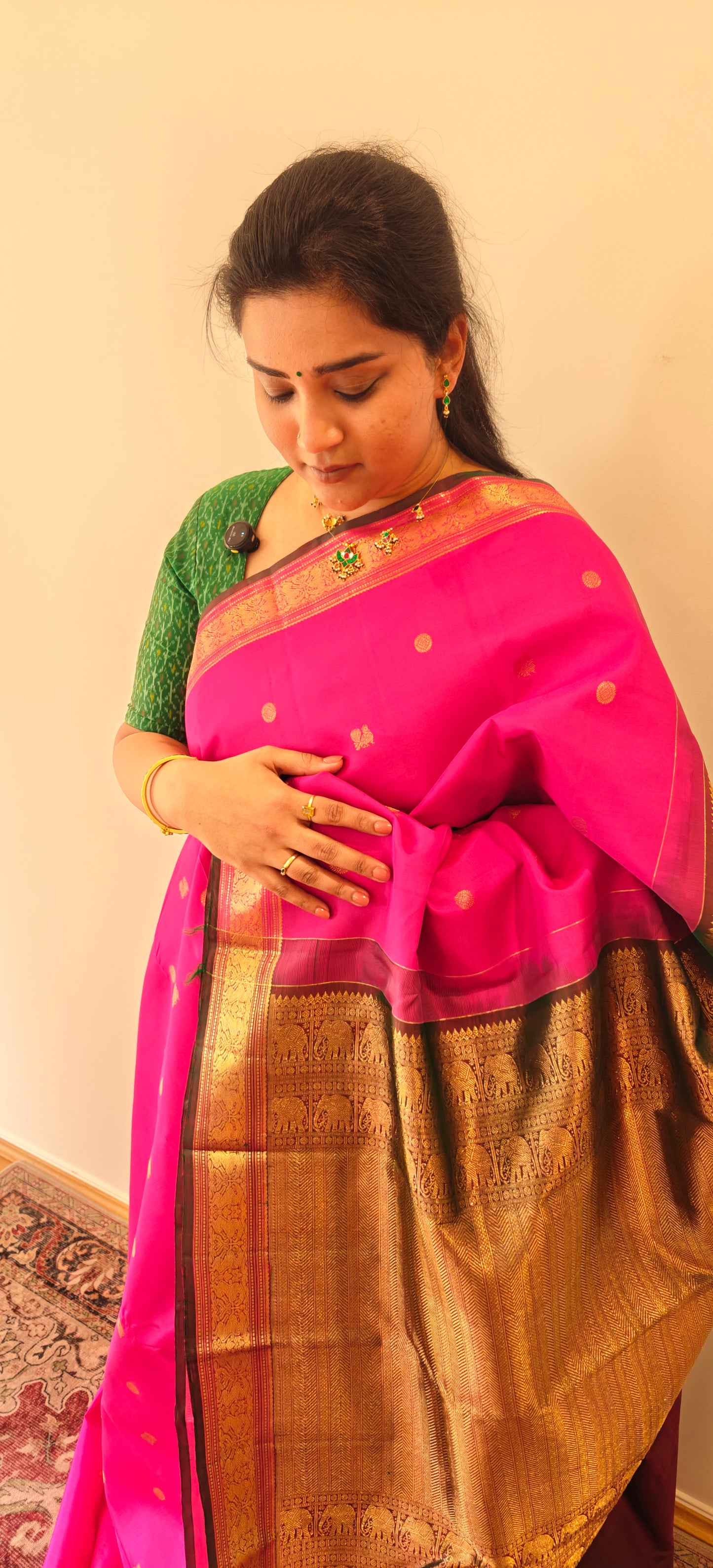 Pink and Green -Kanjivaram Silk Saree