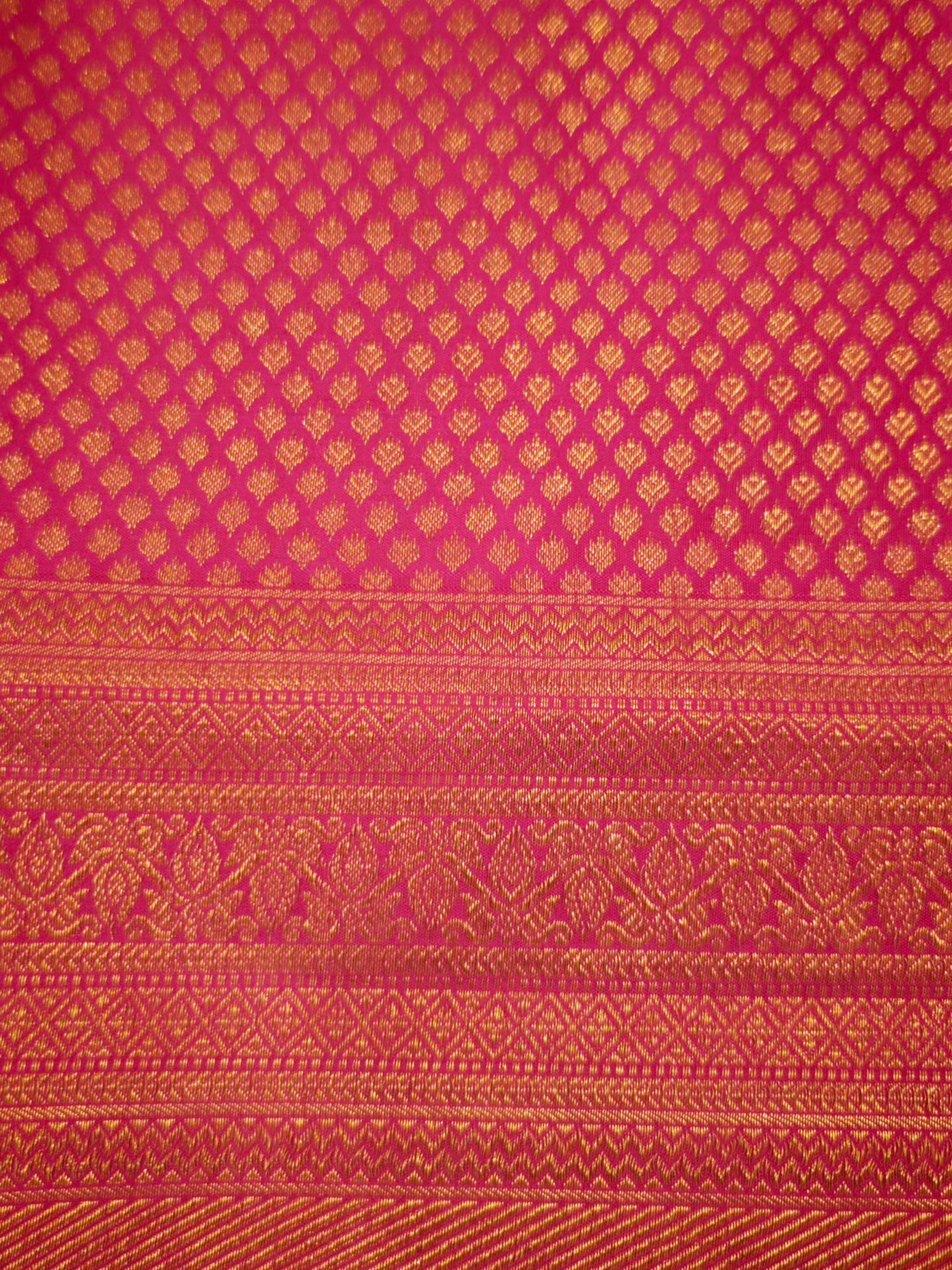 Pink and Golden Brocade Woven -Gadwal Silk Sari