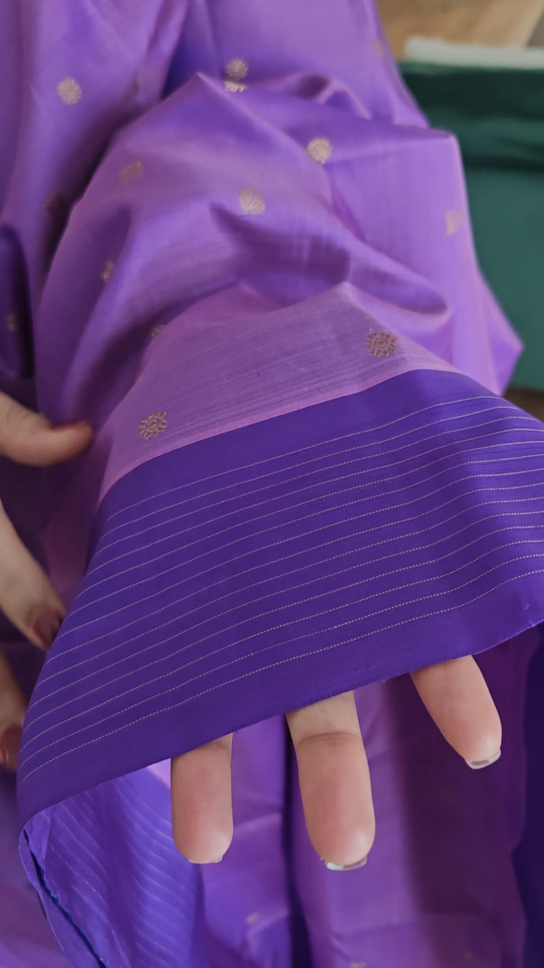 Lavender and Rose Pink Double Shade Handwoven Kanjivaram Silk Sari