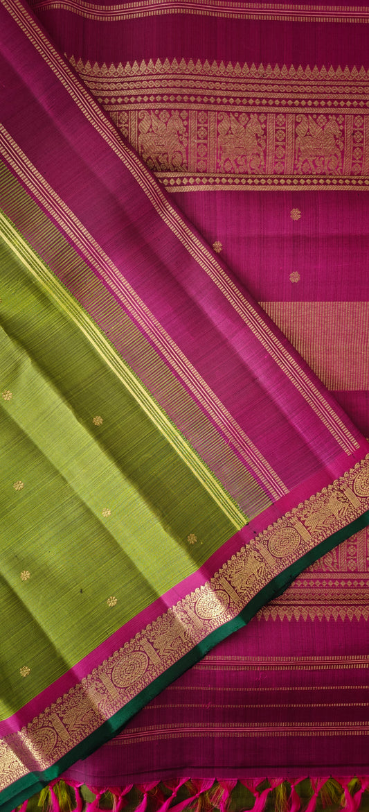 Mint Green and Megnta kanjivaram silk saree