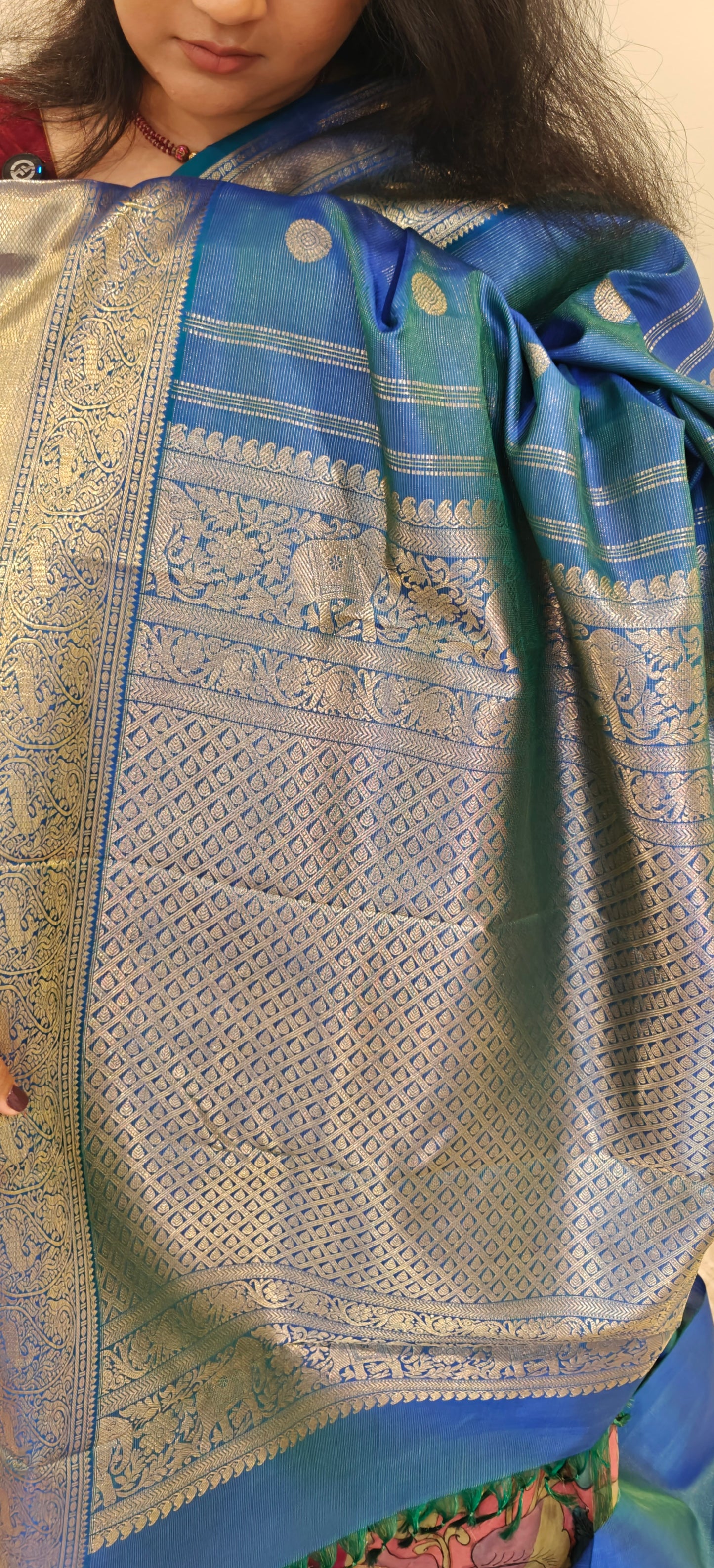 Kalyana Edit - Peacock blue kanjivaram silk saree