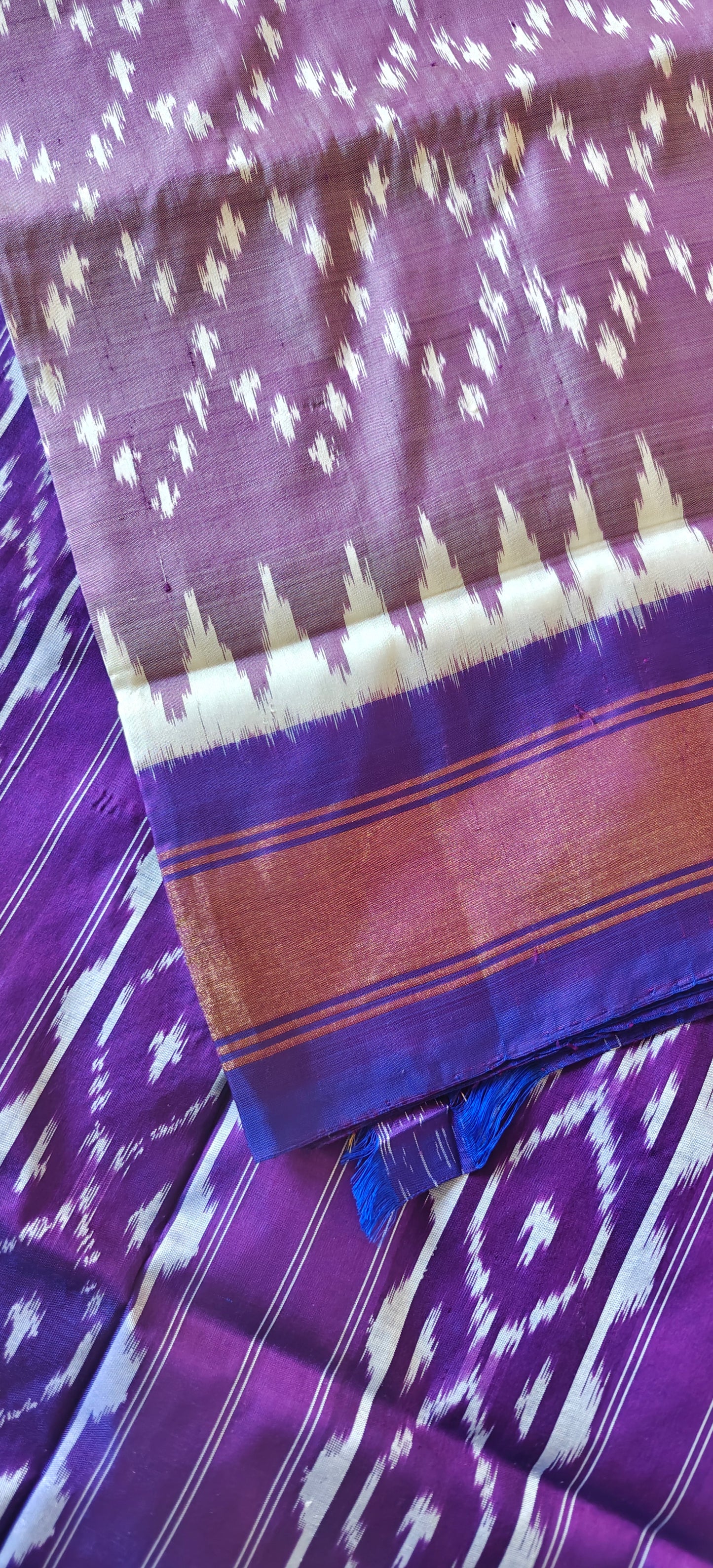 Lilac Ikkat Silk Sari