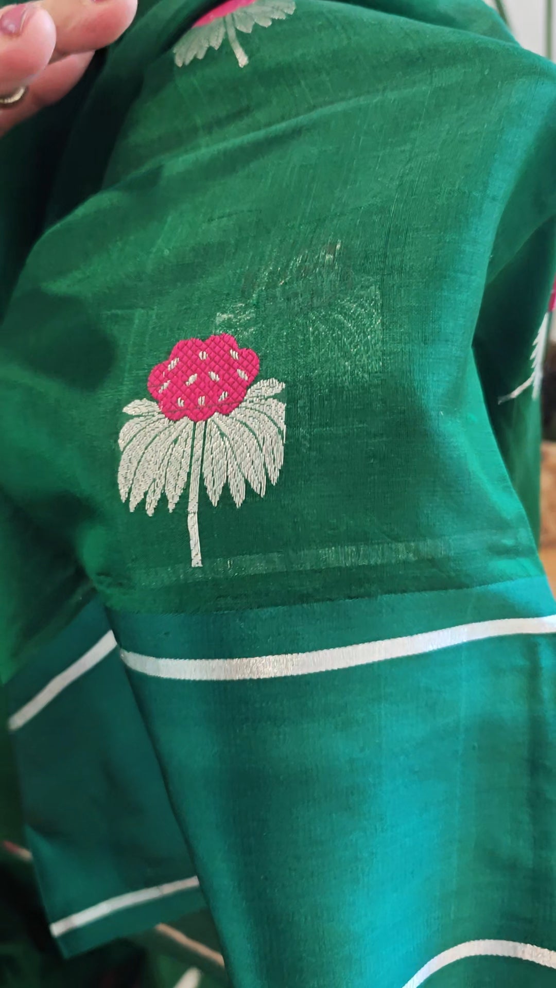 Emerald Green Chanderi Silk Sari