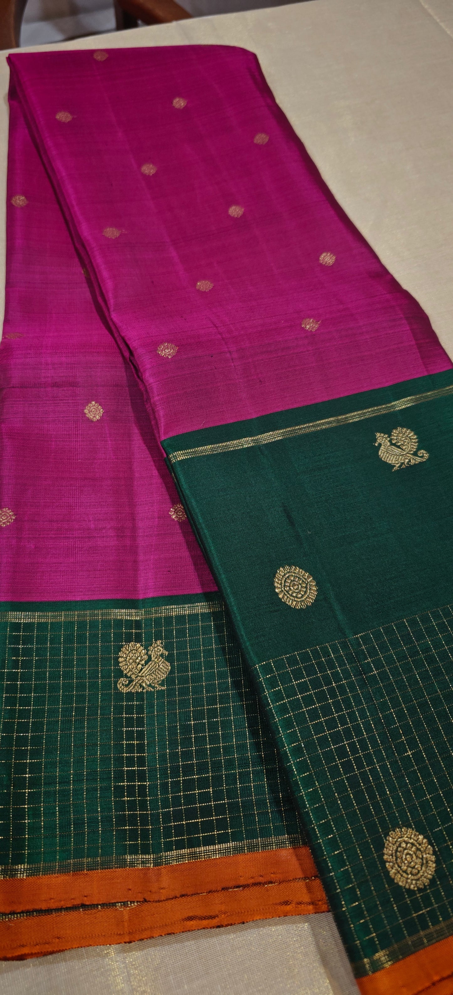 Magenta and green kanjivaram silk saree